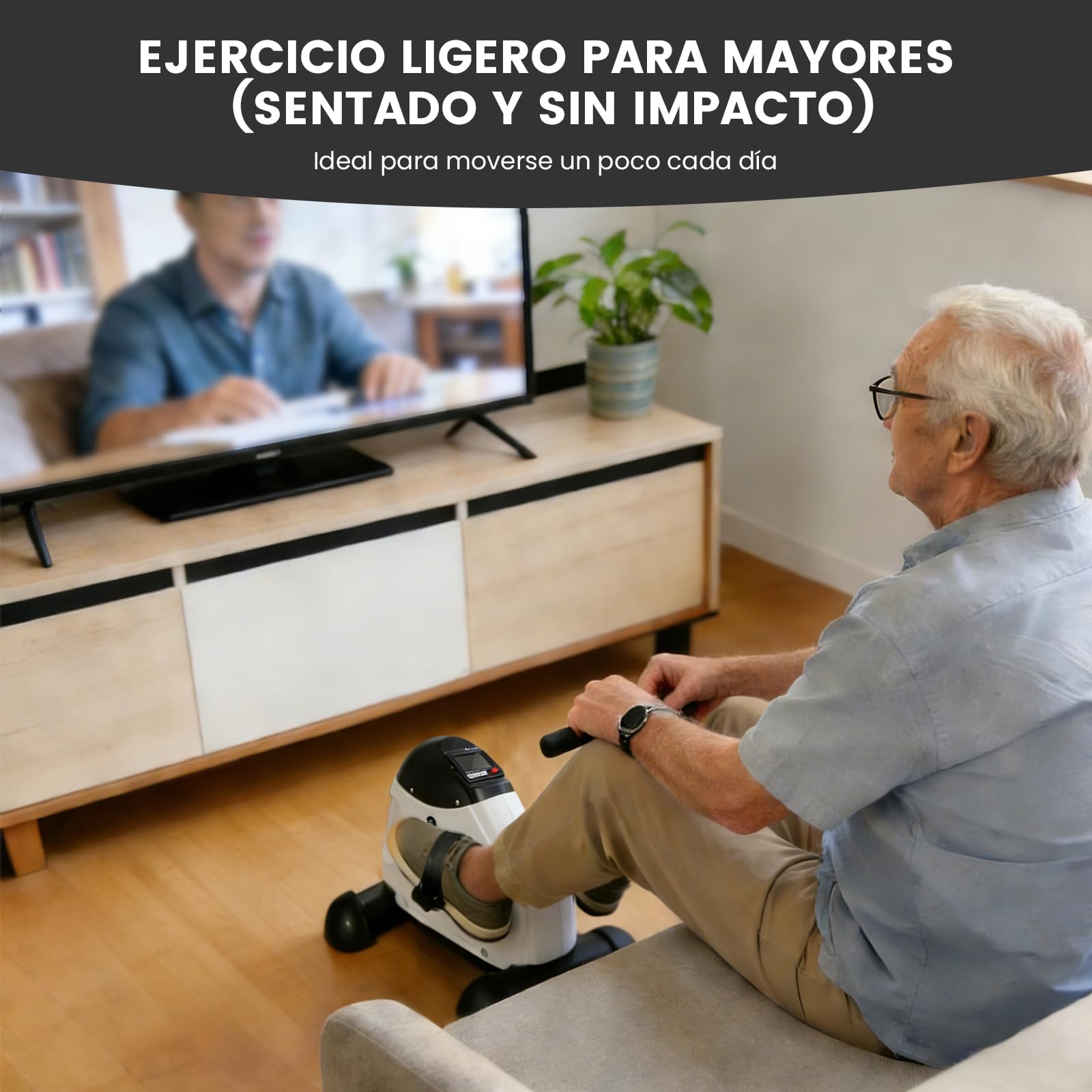 Pedales Estáticos Personas Mayores, Pedaleador para Ancianos y Mini Bicicleta Estática, Máquina de Pedalear Sentado para Entrenamiento en casa, Pantalla LCD — view 5