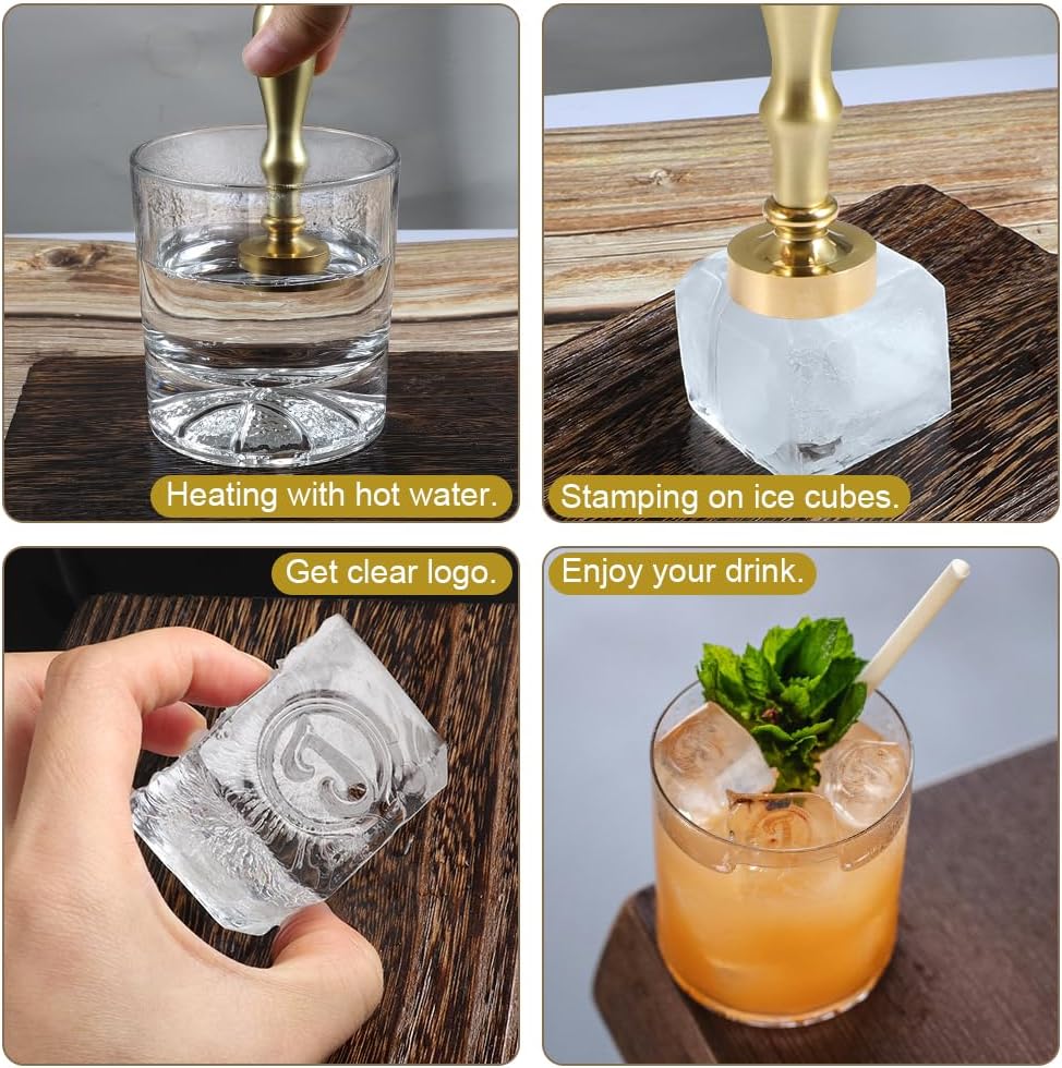Ice Cube Stamp for Cocktails Ice Stamp Brass Head with Handle, Ice Branding Stamp for Ice Cubes Cocktail Whiskey Drinks Party Wedding Making DIY Crafting (Letter J)