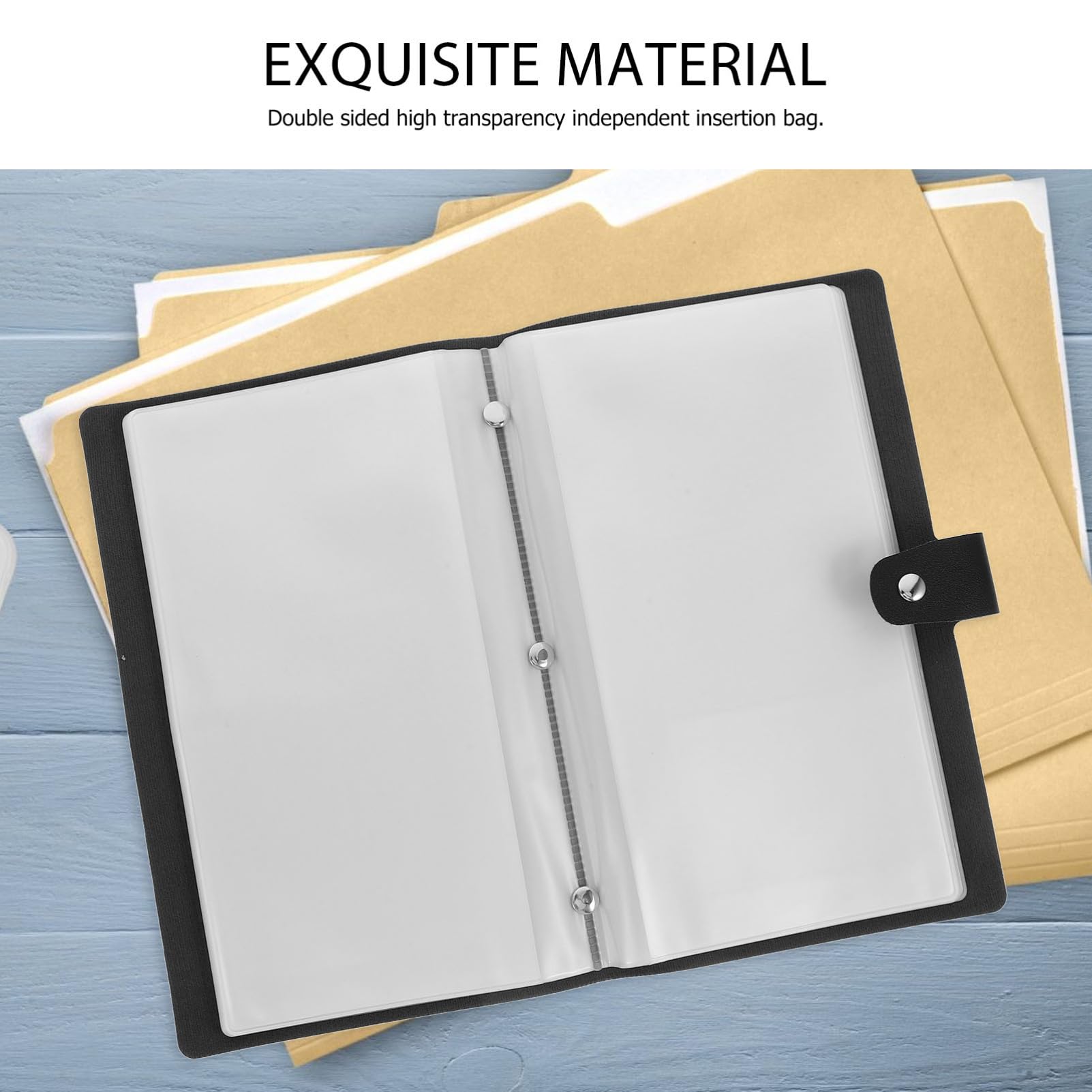 TEHAUX Carnet de Factures Pratique en Pu et Pvc Noir, Portable 20 Feuilles pour Organiser et Protéger Documents Importants au Bureau