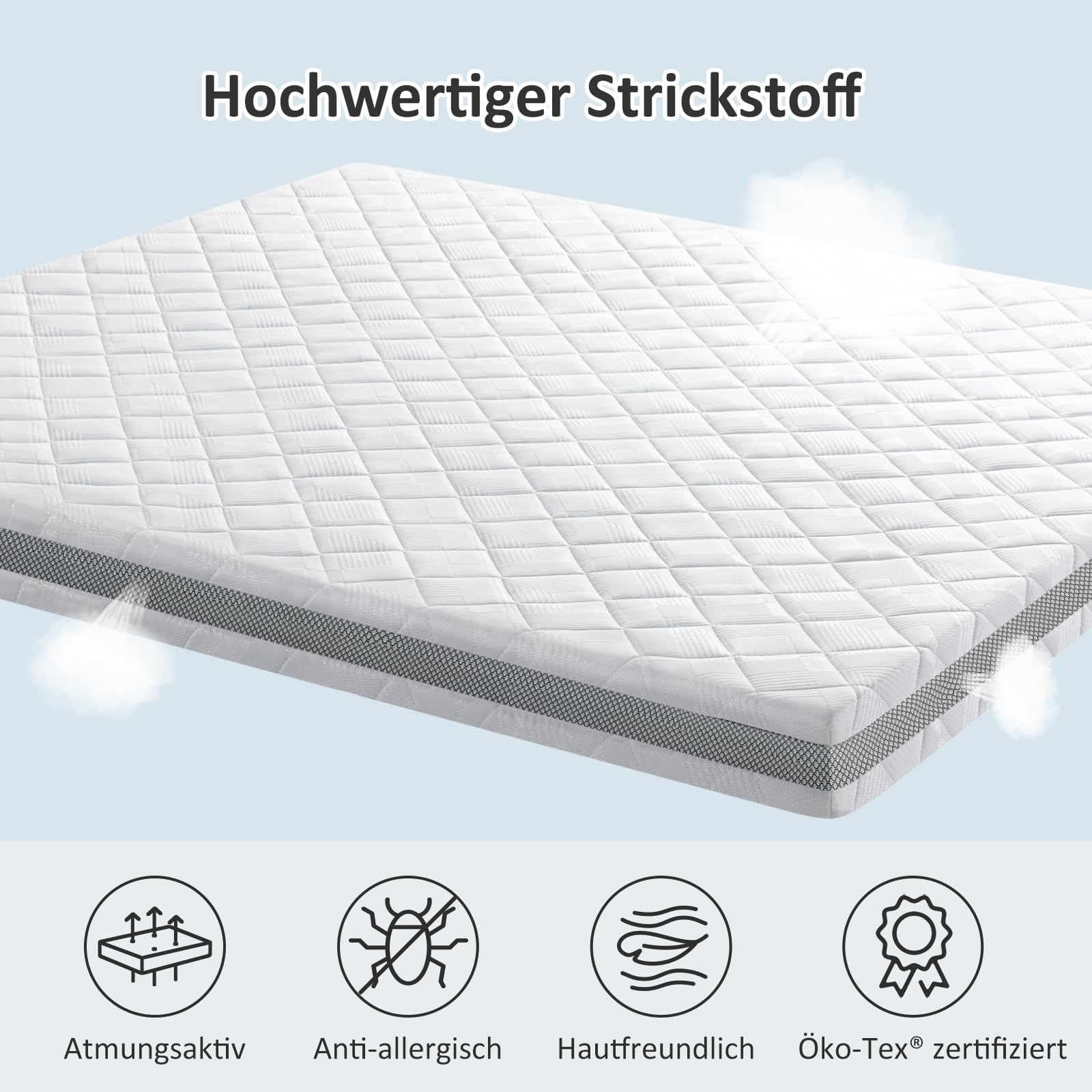 BedStory Gel Topper 180x200cm H3/H4 aus 10cm Höhe Kaltschaumkern, atmungsaktive 3D-Netz Bezug, Bequeme Matratzentopper für Boxspringbett und unbequemem Betten Schlafsofa