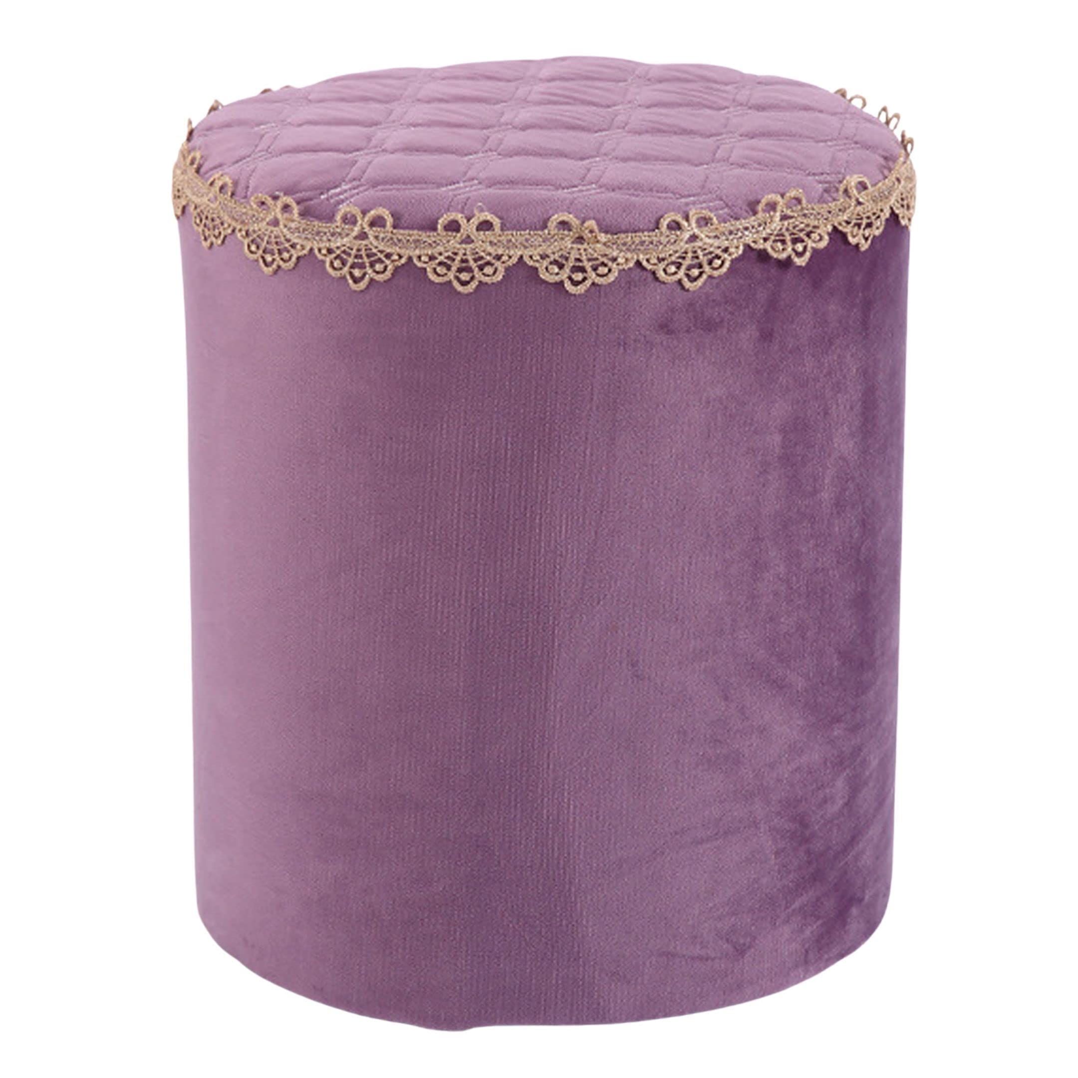 Pouf Rond en Tissu LUNEZY tabouret de canapé empilable violet 32cm