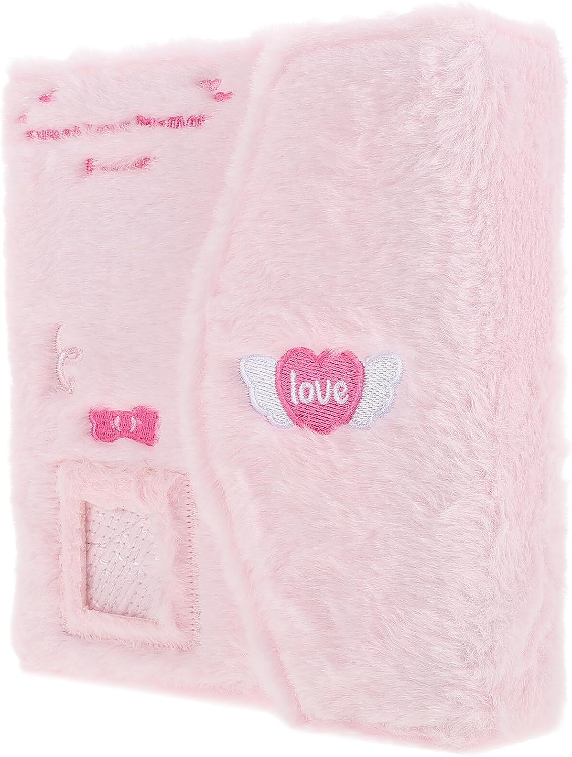 Fluffy Photocard Binder Album for Babies Pink Plush Mini Photo Book with Removable Pages for Photos Tickets and Cards Storage Memory Scrapbook