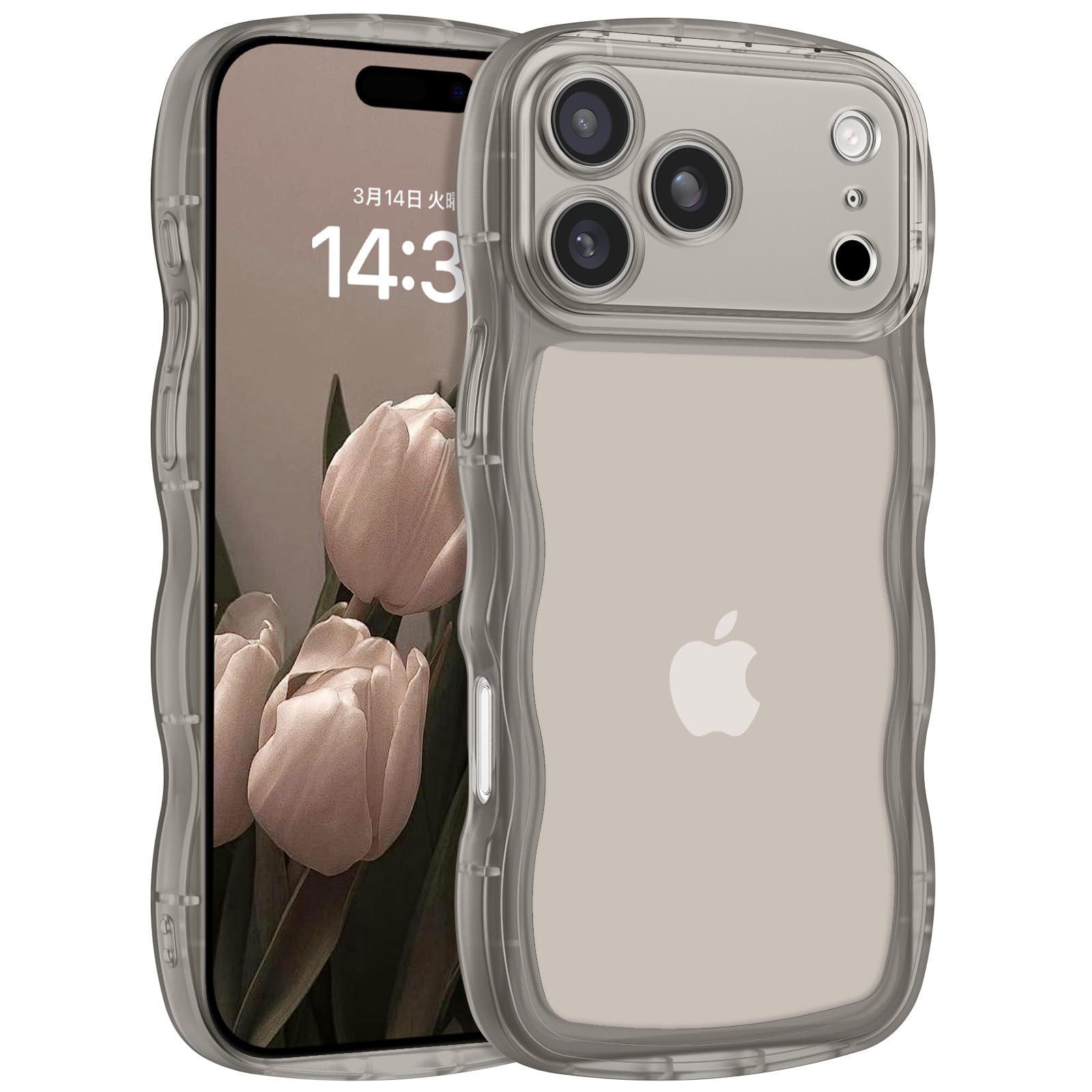 BENTOBEN iPhone 17 Pro対応 ケース クリア 波型 うねうね かわいい 韓国 ソフト 超軽量 耐衝撃 指紋防止 ストラップホール付き 透明 おしゃれ ウェーブ カバー iPhone17 Pro対応 ケース ブラック