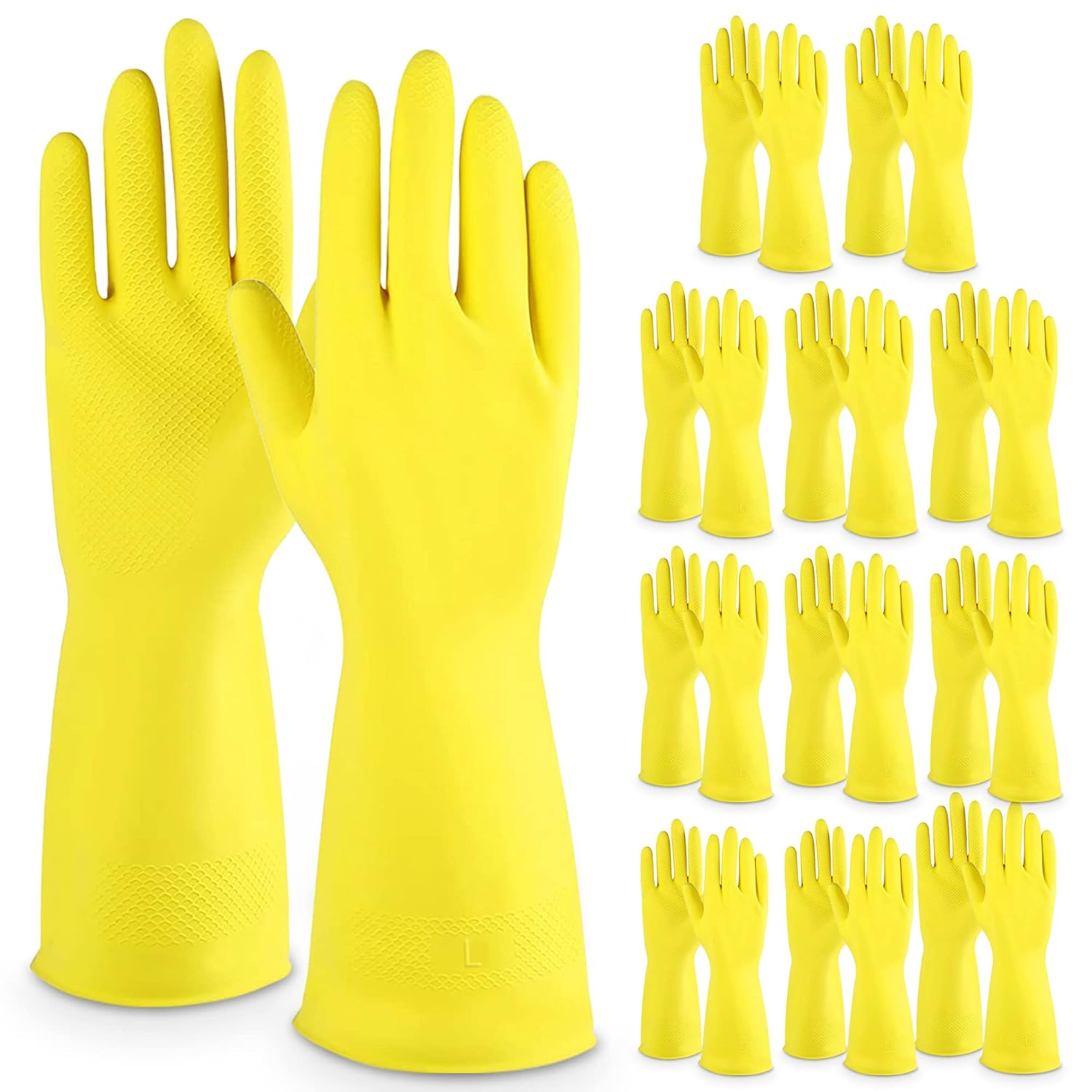 SOL 12pk (3x4pk) Household Rubber Gloves Large Yellow Large Gloves