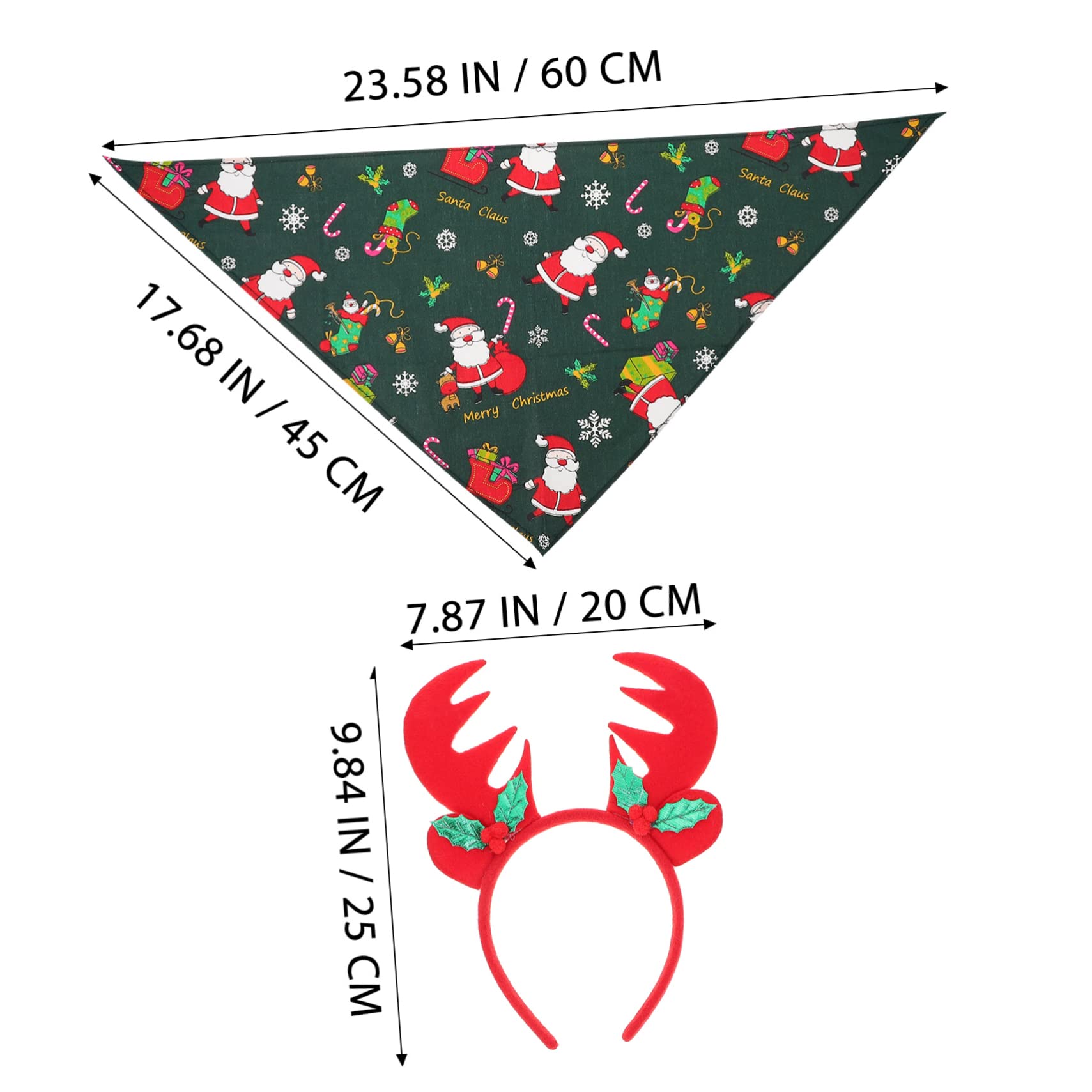 Mipcase 3sets Bandane per Cani e Accessori Natalizi per Animali Domestici Costume per Natale con Cerchietto da Renna e Lavabile e Morbido Adatto Cani e Gatti