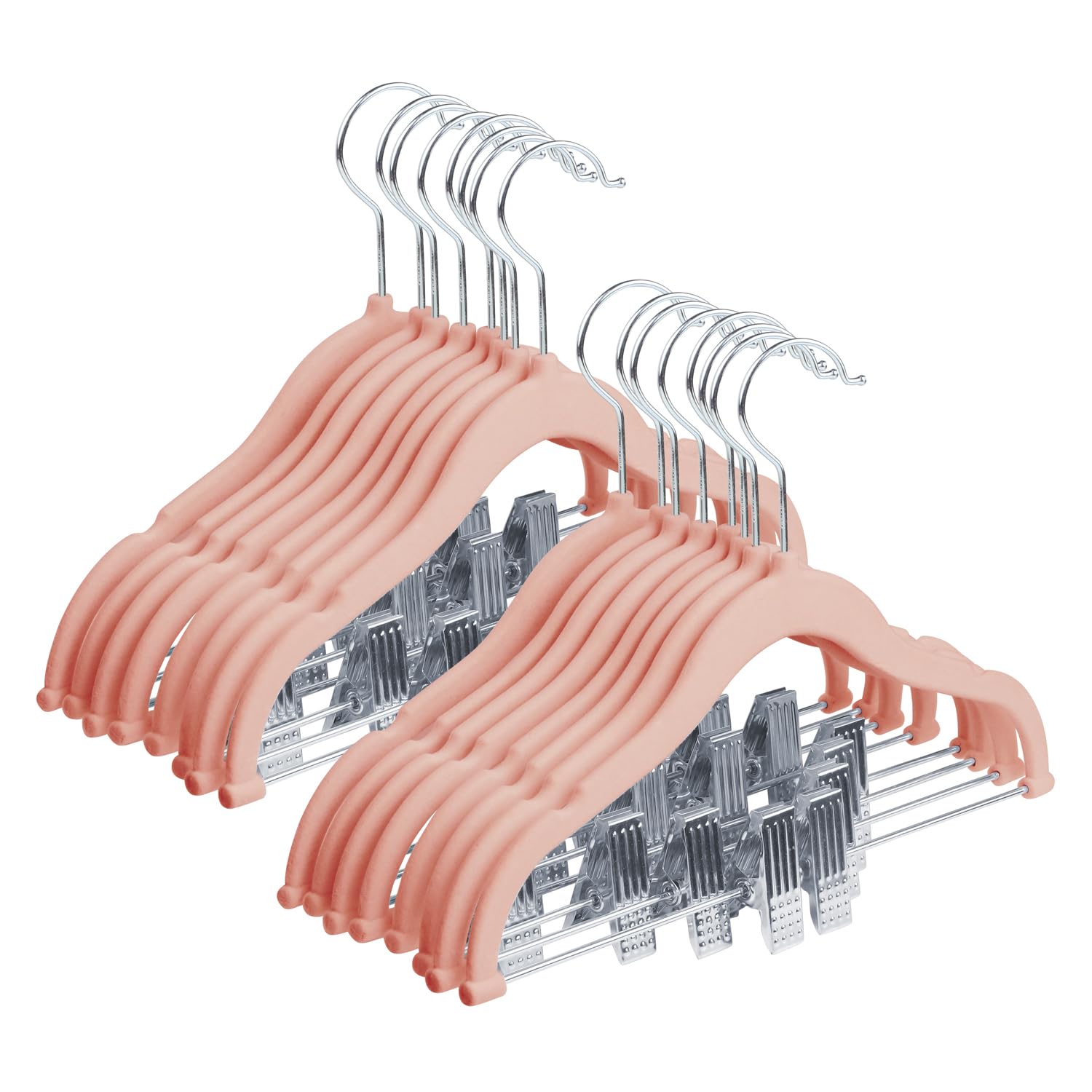 16 ganci per pantaloni con clip mobili,ganci in velluto per neonati,gancio girevole,antiscivolo,ganci per cappotti per bambini salvaspazio per gonne,pantaloni,abiti,giacche (30 cm,rosa)
