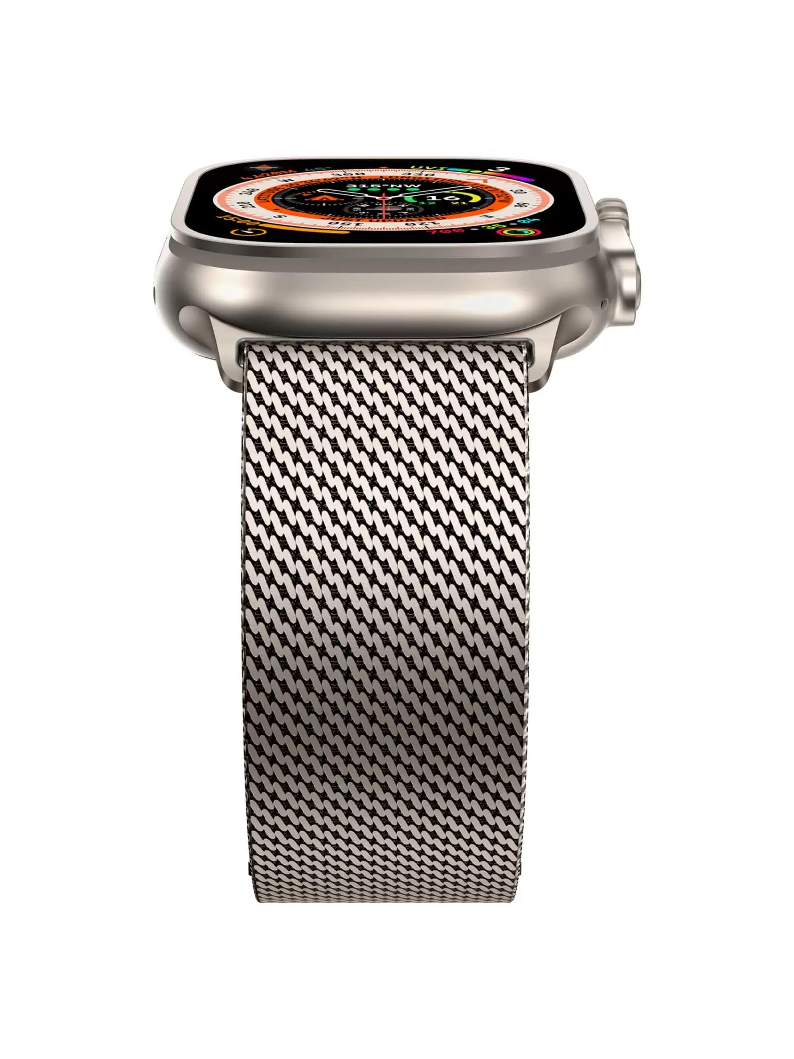 SRena MLNS cinturino per cinturino apple watch 49mm 46mm 45mm 44mm 42mm ultra 2 apple watch cinturino series 10 9 8 7 6 5 4 3 2 1 milanese originale acciaio in colore Titanio Lega Oro