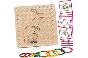 Skrtuan Wooden Geo Pattern Board with Rubber Bands - STEM Puzzle Matrix...
