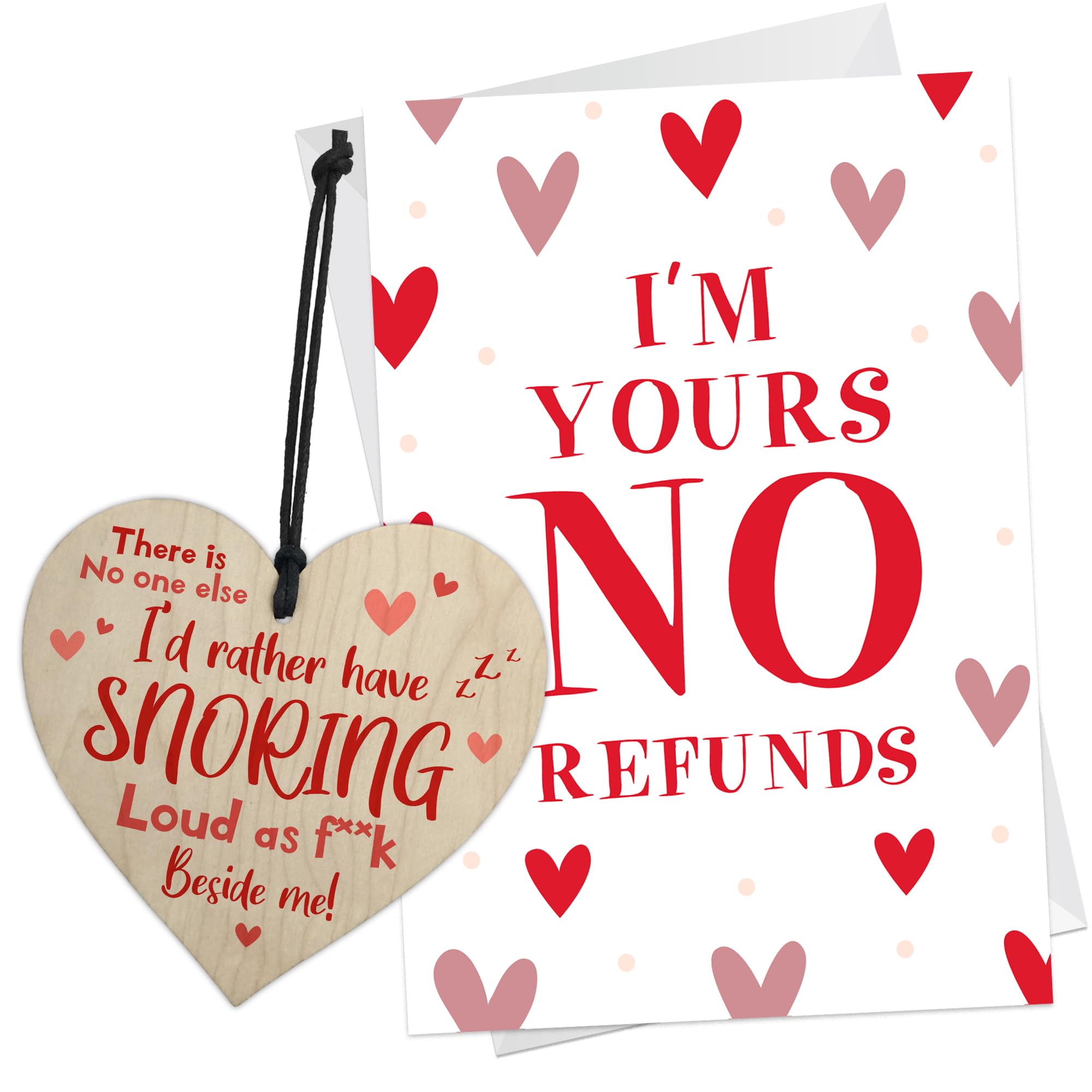 RED OCEAN Funny Valentines, Anniversary Card For Him – Hilarious Valentines Card and Wooden Heart for Husband, Wife, Boyfriend, Girlfriend – Novelty Valentine's Gift For Men Women