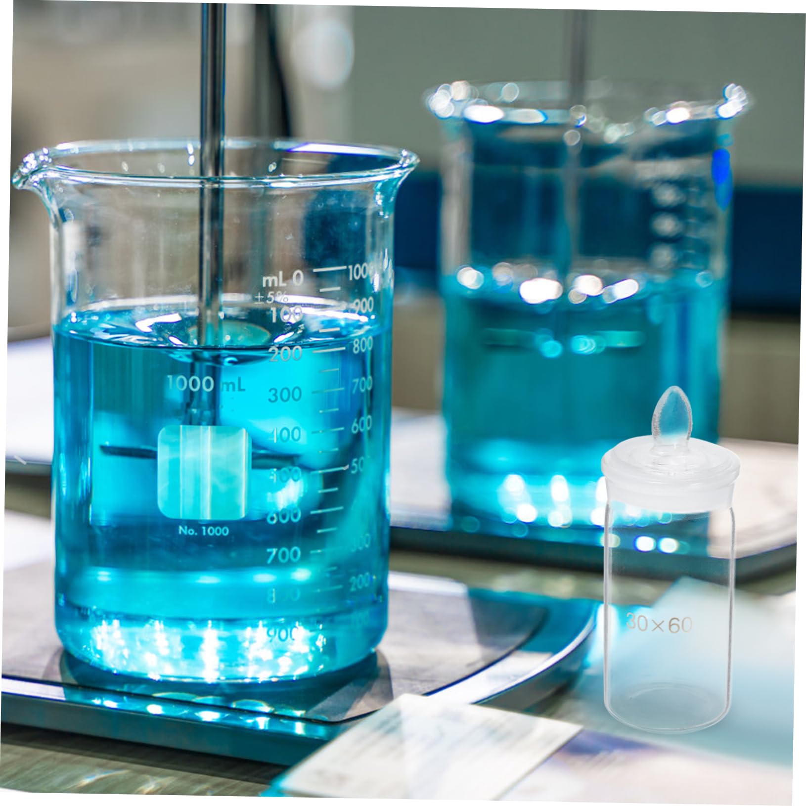 Ipetboom 2pcs Weighing Bottle, Low Form, Borosilicate Glass Laboratory Weighing Bottle with Interchangeable Ground Stopper Science Equipment 30X60mm