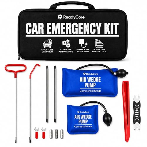 ReadyCore Car Tool Kit with Long Reach Hook & Air Wedge for Getting Things