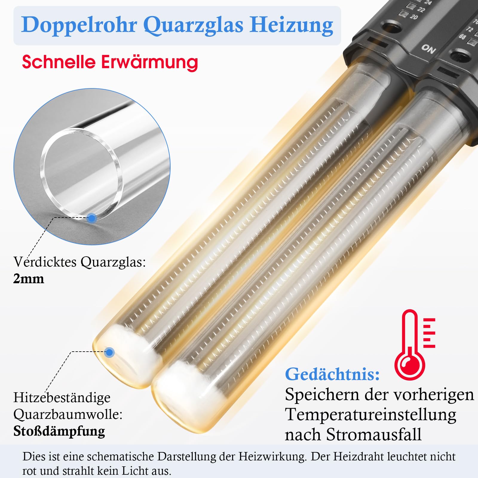 FEDOUR 600W Doppelrohr Aquarienheizer, Stabile Aquarium Heizstab mit Schutzkoffer, Einstellbarer Heizer für 300-540L Süß-/Salzwasser