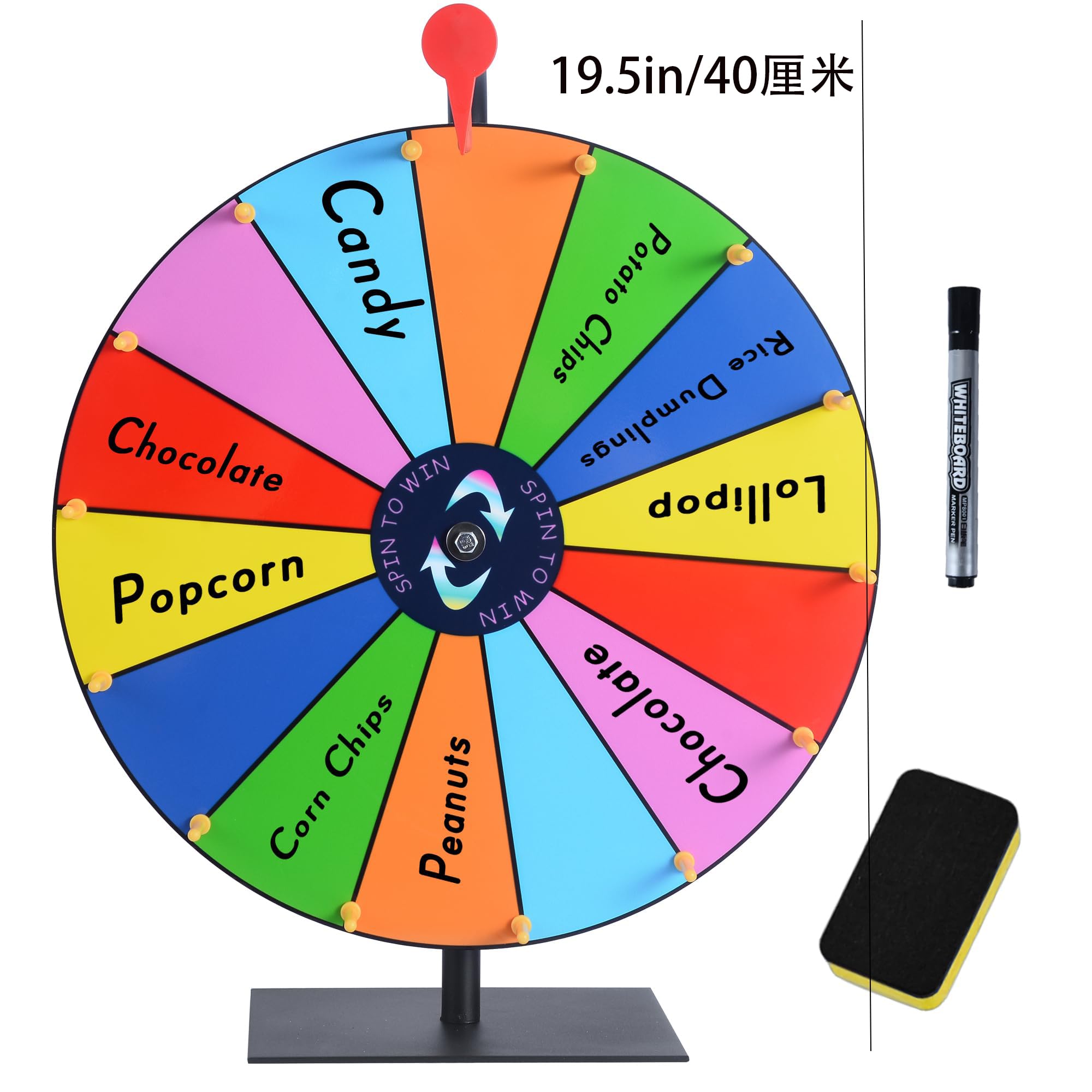 16Inch Heavy Duty Prize Wheel-12 Slots Color Editable Spinning Prize Wheel,with Dry Erase Marker and Eraser,Wheel for Fortune Spinning Game Carnival & Engaging Home Parties,Tradeshow. (16Inch)