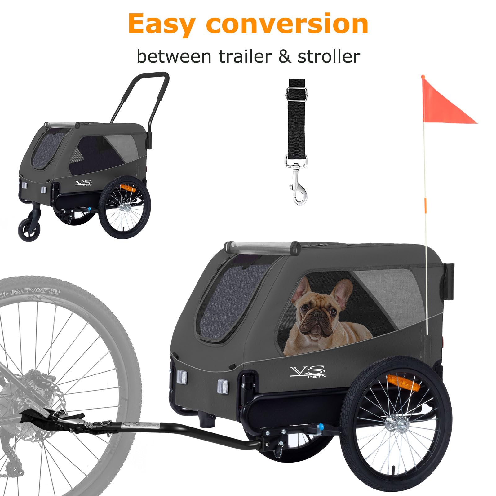 Tiggo VS Pets Medium Hundeanhänger & Buggy 2in1 Fahrradanhänger Hundebuggy Jogger 80204