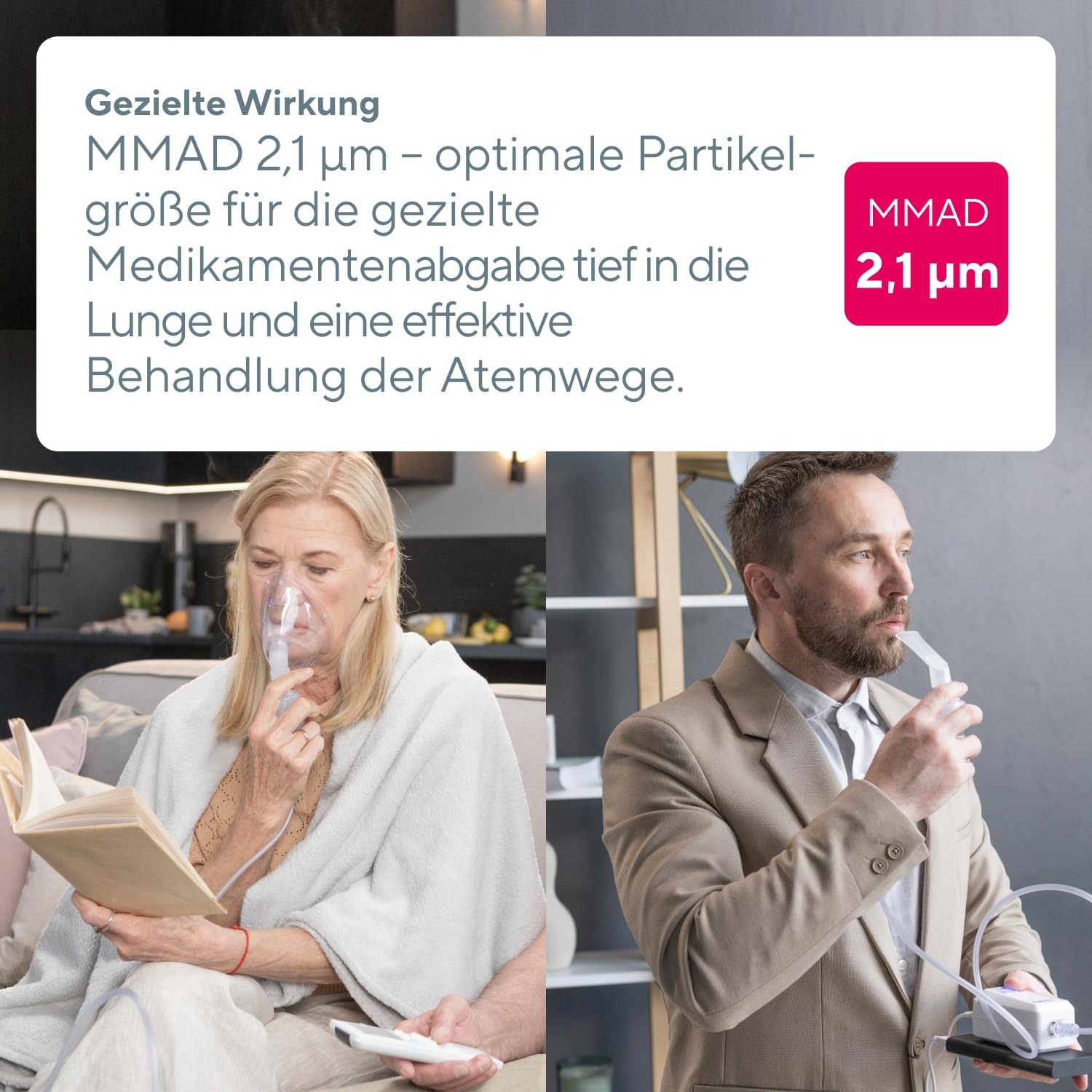 B.Well Swiss Kompressor-Inhalator MED-130, Medizinisch effiziente Atemtherapie, Einstellbarer Vernebler-Inhalator für Kinder und Erwachsene, Schweizer Qualität, Mit 2 Masken und Mundstück