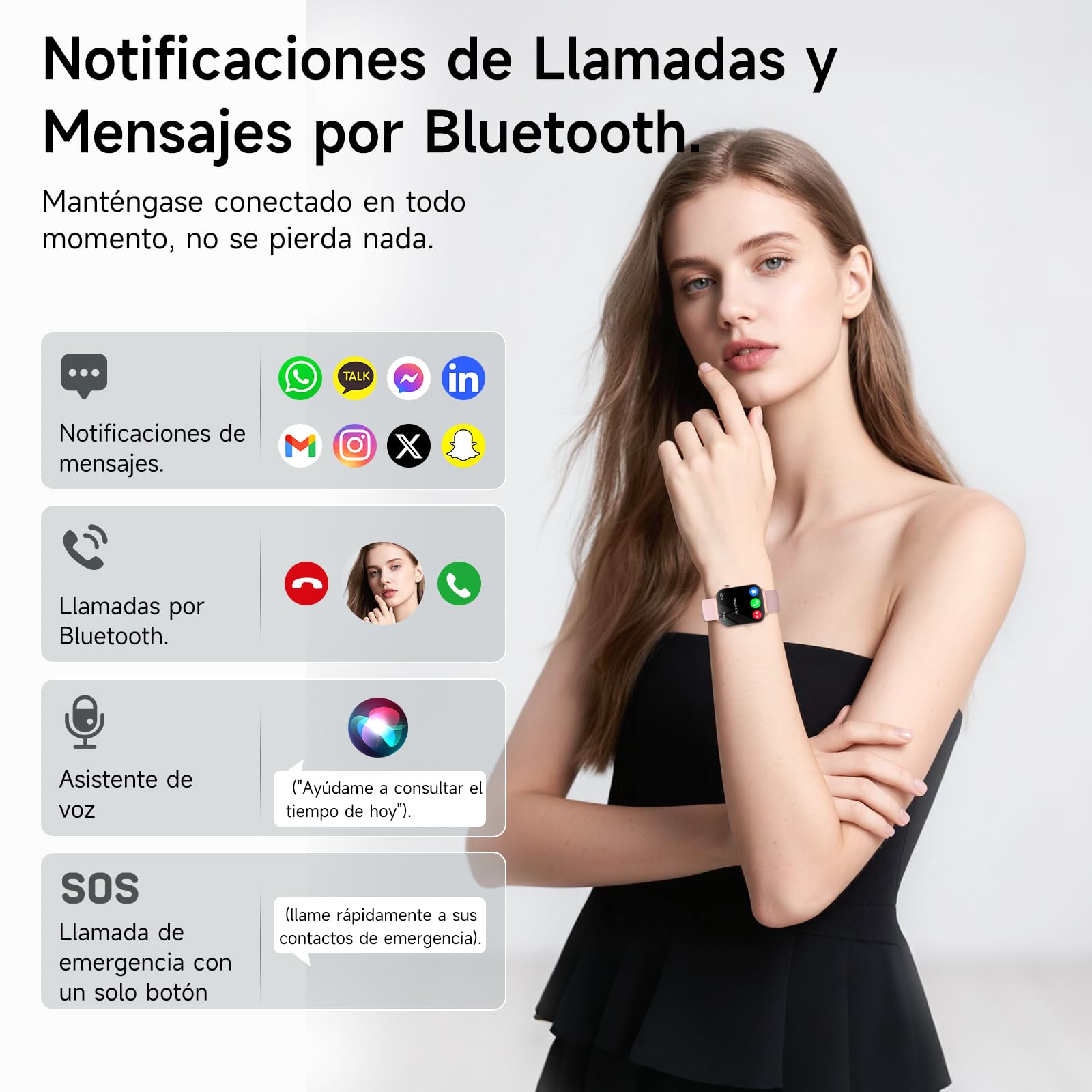 2026 ECG+HRV Reloj Inteligente Mujer con BMI/Tension Arterial/Microchequeo, 2.2'' Pantalla Curva 3D Ultragrande Smartwatch con 24H Pulsómetro, Temperatura Corporal, Sueño, iOS Android