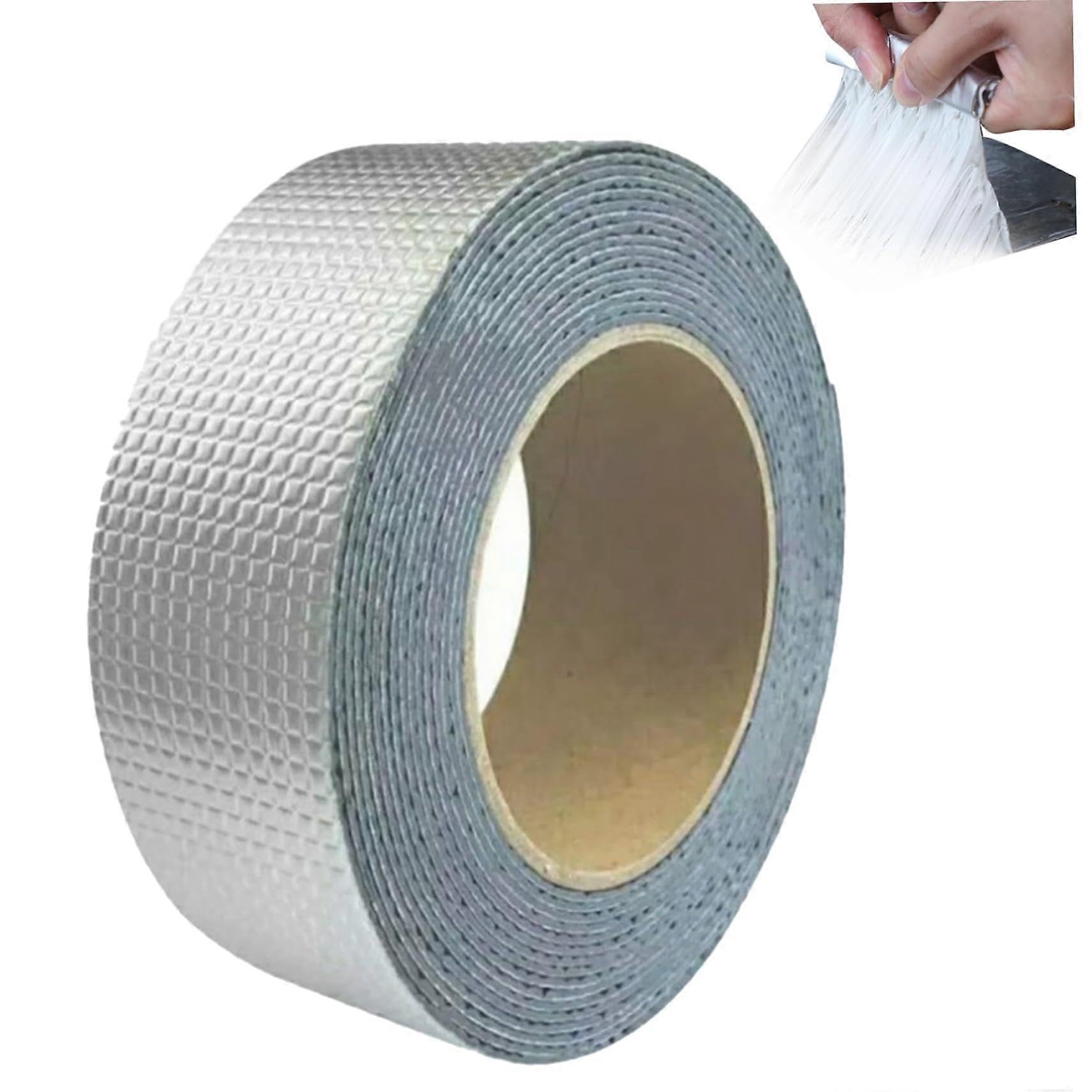 Mhsons White Butyl Rubber Waterproof Tape For Roof, Gutter Pipe And Leak Repair; Window Sealing With Aluminum Coating 5Cm X 5M Roll (5Cm X 5Meters)