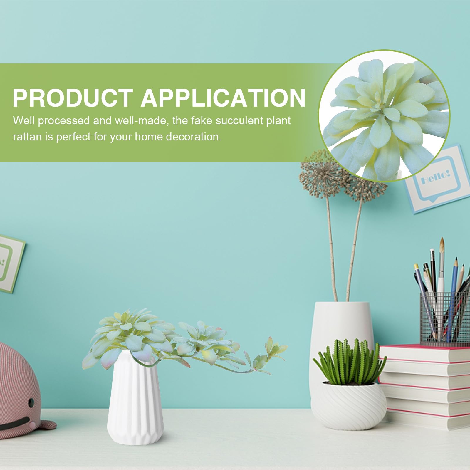 Milisten Plante Artificielle Succulente Réaliste 27cm en Plastique, Rotin