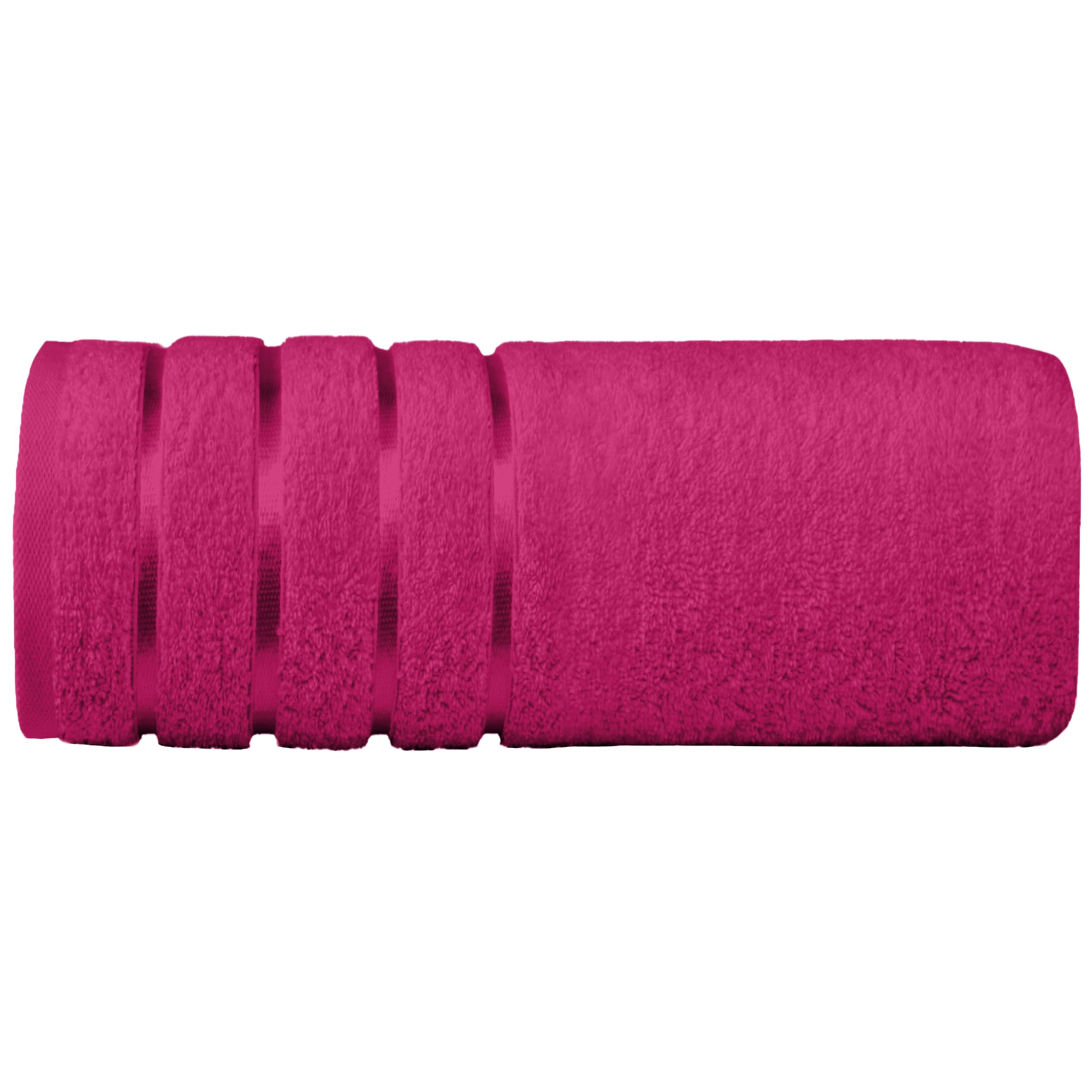 Elegant Comfort 100% Turkish Cotton 4 Lines Viscose Stripe Jumbo Bath Towel - Hotel Spa Quality Extra Large 35 x 70 Inch Bath Towel Ultra Soft, Super Absorbent Quick Dry Large Bath Towel, Hot Pink