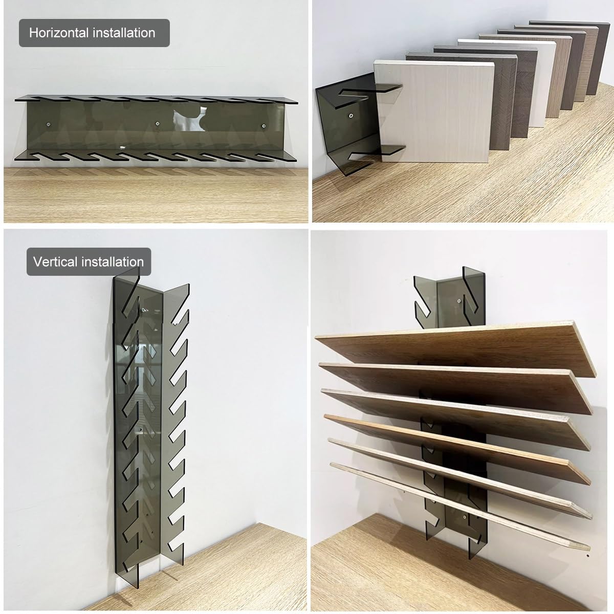 Stojak na próbki płytek akrylowych, montowany na ścianie, uchwyt na panel drzwiowy, 12-poziomowa płytka podłogowa, przezroczysty materiał, witryna, 90 cm, półka na próbki na materiały budowlane