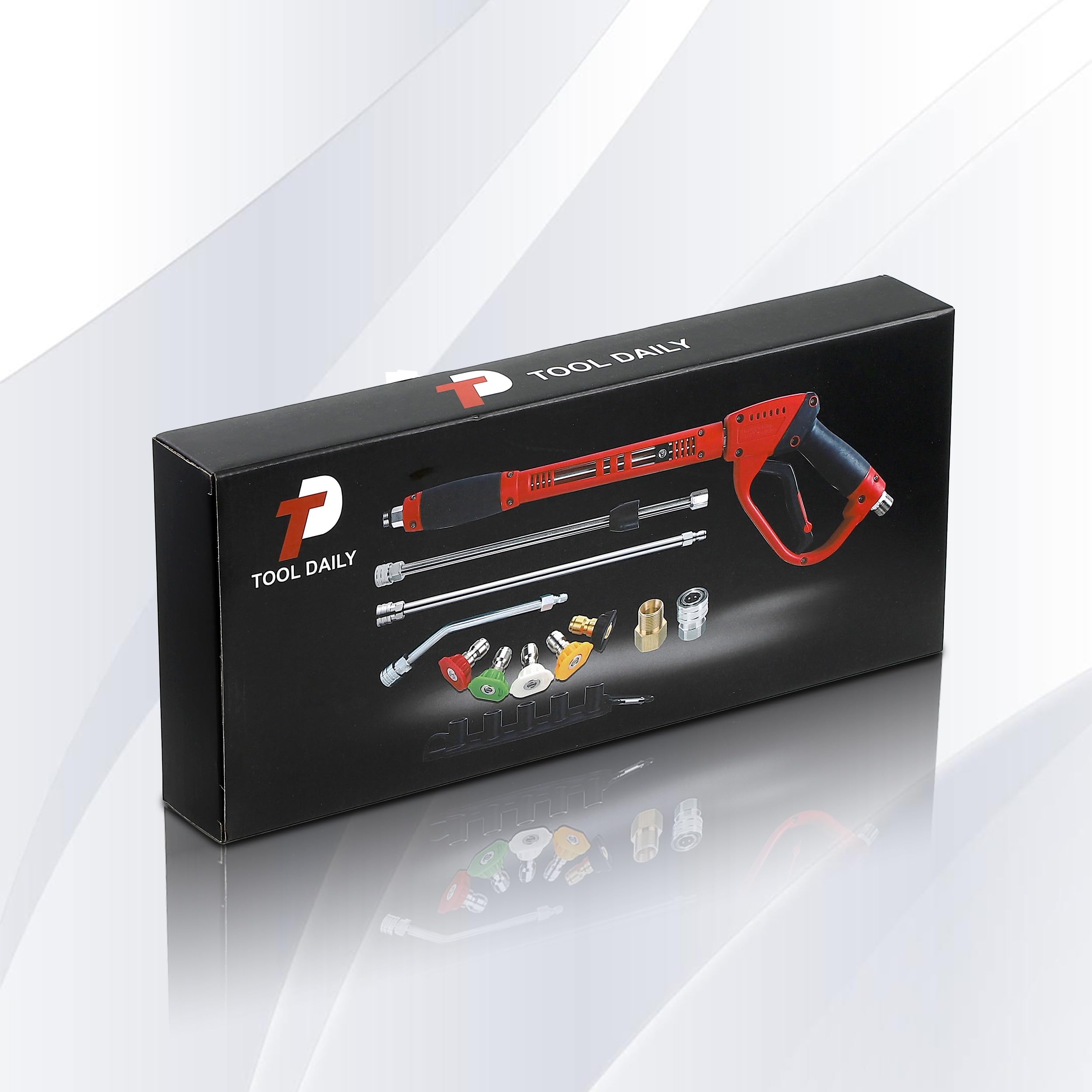 Tool Daily Pistola de lavado a presión con varita de repuesto, varita de extensión de lavadora eléctrica de 17 pulgadas, varilla curvada de 30°, 5 puntas de boquilla, 4000 PSI