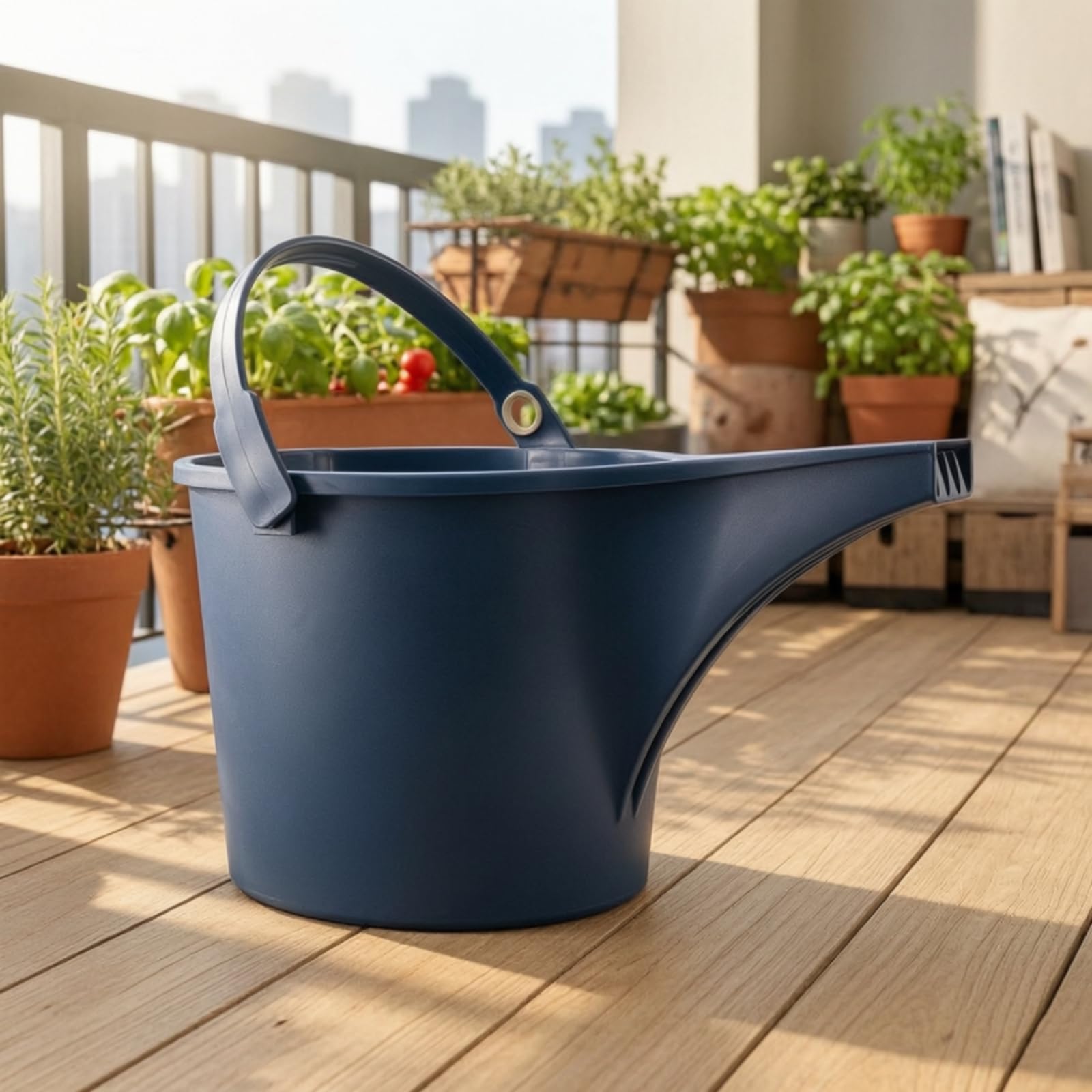 Gießkanne Garten Gießbehälter Bewässerungskanne Wasserkanne mit Langem Auslauf aus PP für Kontrolliertes Gießen Ohne Spritzen Ergonomisch Geformter, Dunkelblau | Groß, präzise, Kunststoffgießkanne, für Garten, Terrasse, Pflanzenliebhaber