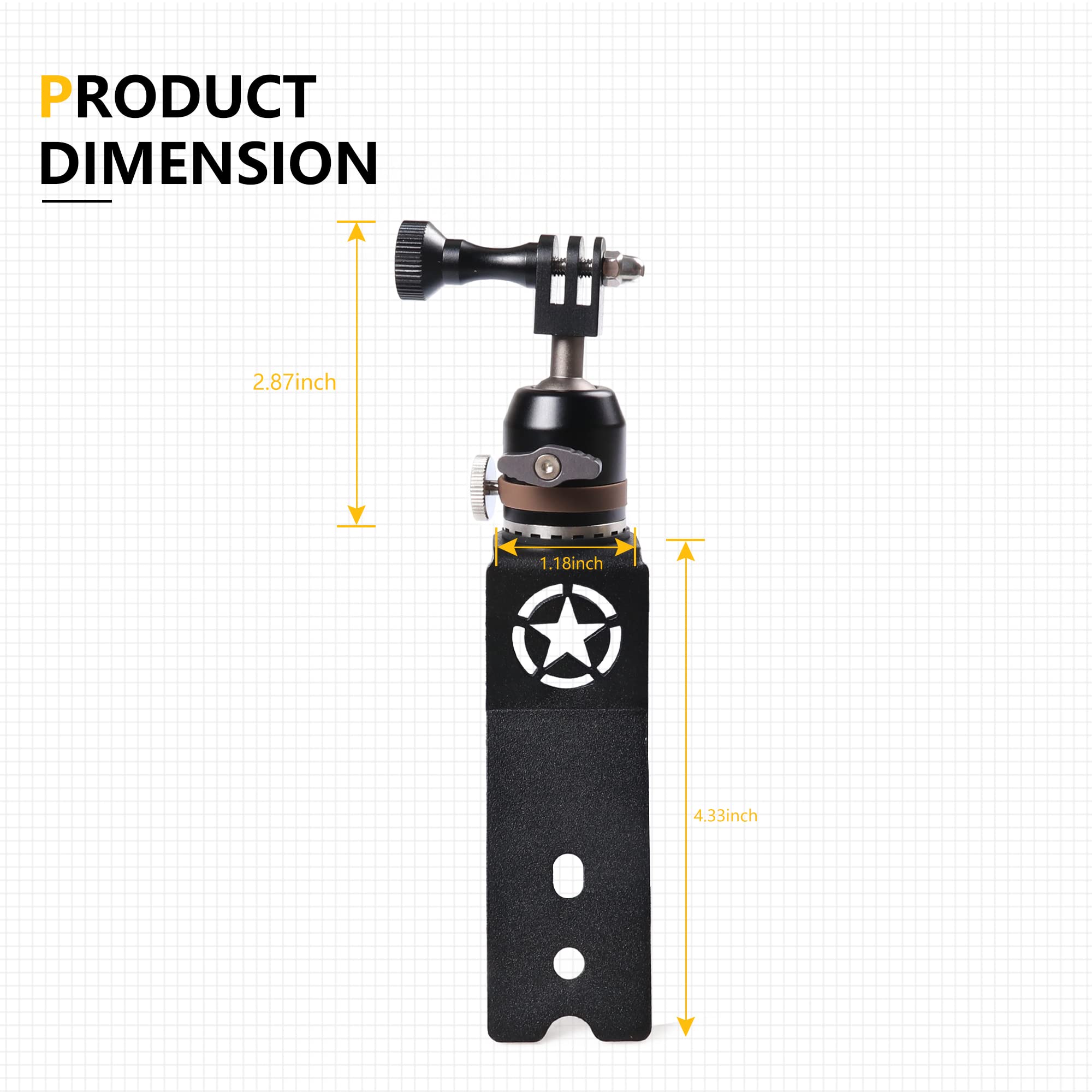 Soporte de montaje para cámara de acción GoPro para Jeep Wrangler JL 2/4 puertas 4XE Gladiator JT 2018-2025, accesorios para capó, soporte de montaje de pestillo ajustable de 360°, aluminio