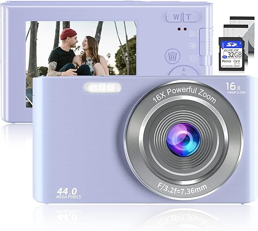 saneen digital camera fhd 4k 44mp kids camera video cameras for photography with 32gb sd card 16x digital zoom compact point and shoot camera smal
