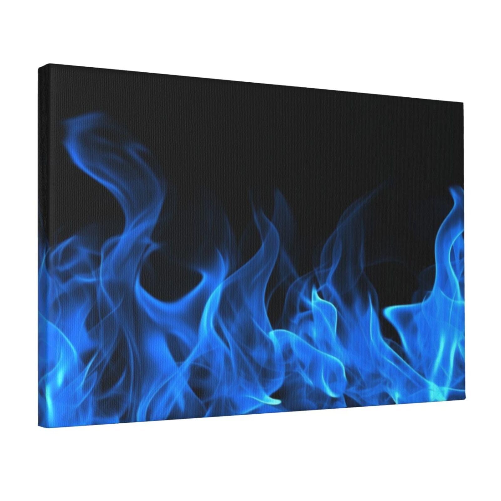 KLOPH Blue Flame Canvas Wall Art for Living Room 12"x18" Modern Artwork Painting for Bathroom Hanging Canvas Prints Aesthetic Wallart for Bedroom Kitchen Office Wall Decor