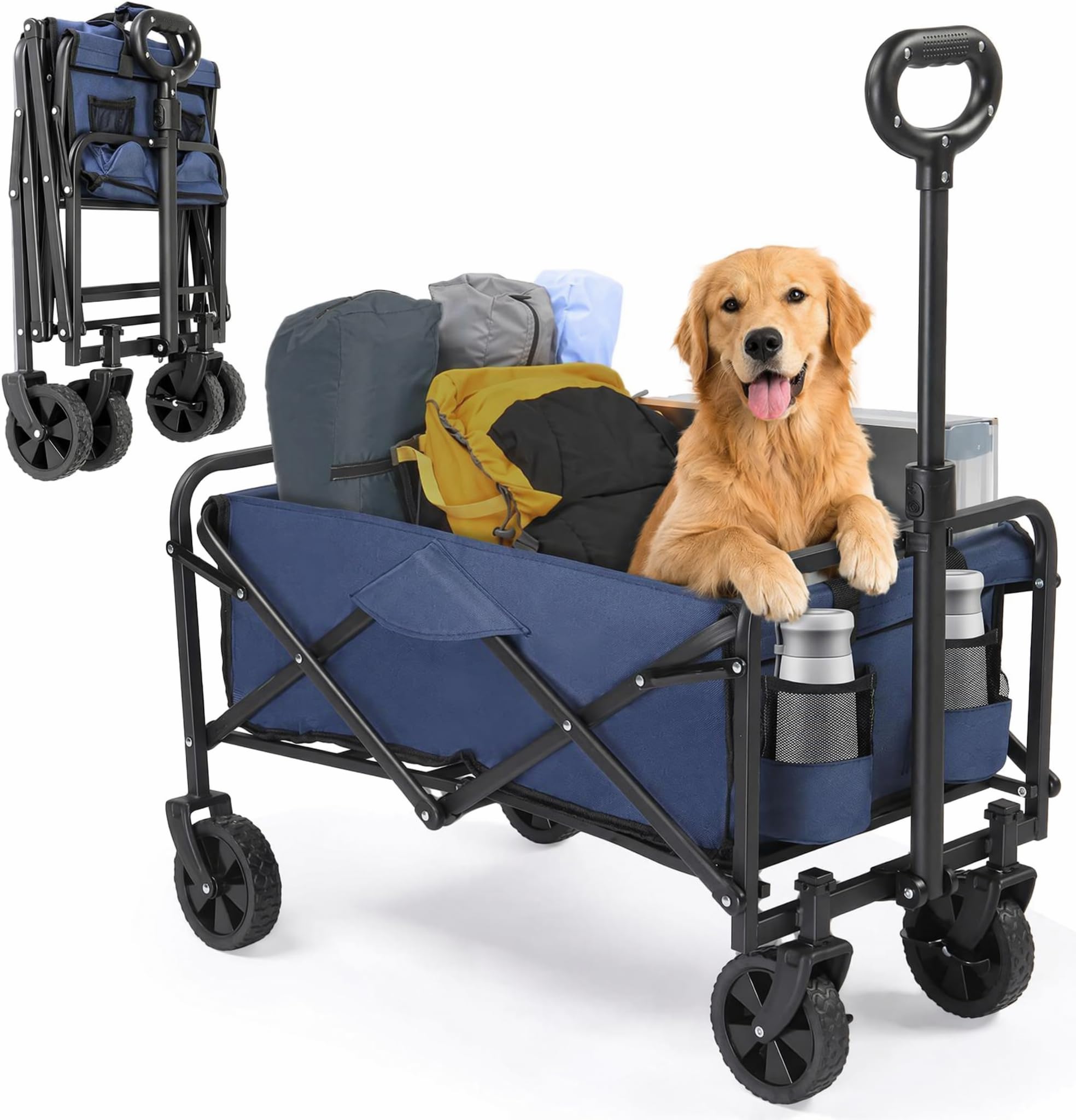 LEADZM Bollerwagen Faltbar, Handwagen 100 kg Tragkraft - für Camping, Einkäufe & Outdoor, 74,5 x 45 x 85 cm