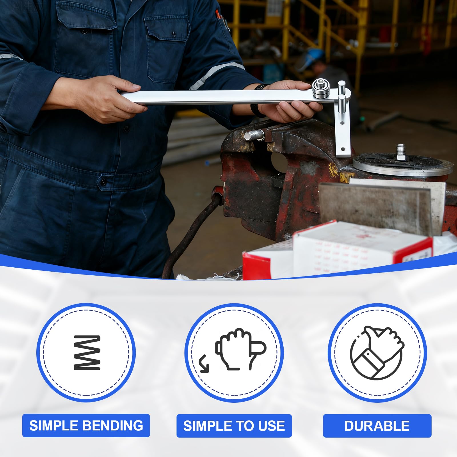Manual Rebar Bender – Steel Bar Bending Tool, Bends 2-8mm Diameter, Compact 13.4 Inch Length, For Construction & DIY