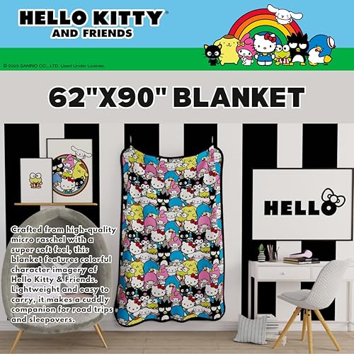 Miniatura 2 de Franco Collectibles Sanrio Hello Kitty & Friends - Manta de felpa súper suave, 62 x 90 pulgadas, (producto oficial)