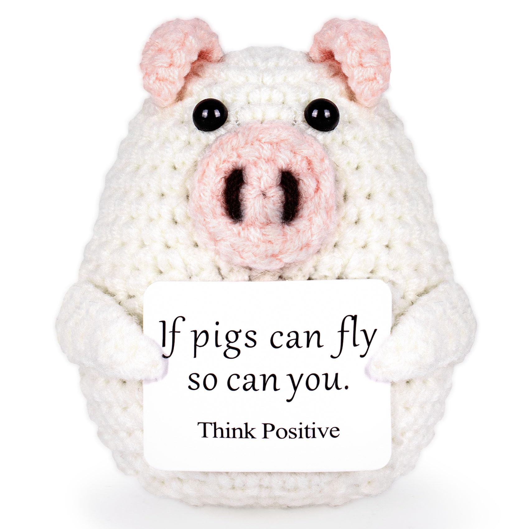 Funny Positive Pig Cute Crochet Pig Decor with Positive Affirmations Cards for Cheer Up Novelty Gifts