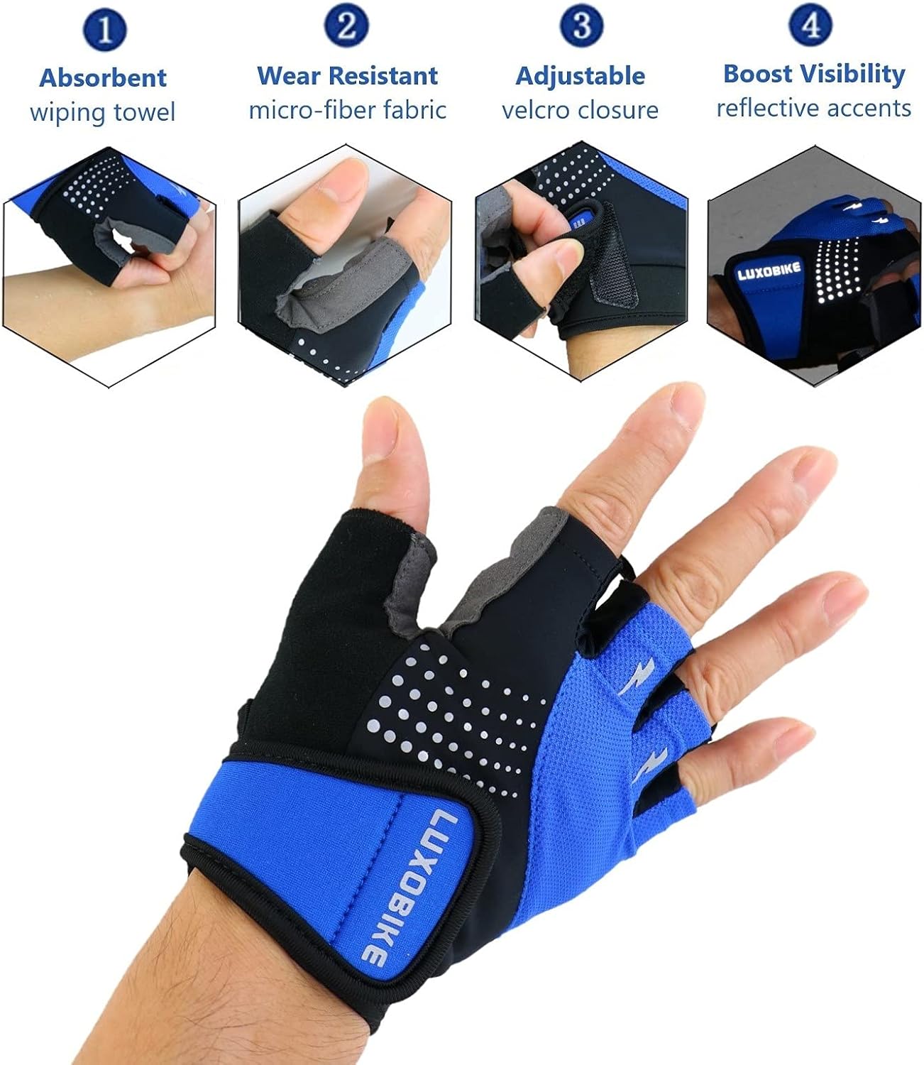 Cycling Gloves Mountain Bike for Men – Shock Absorbing SBR Gel Padded – Anti Slip Palm – Ultra Breathable – Specialized for Mens Bicycling, Biking, MTB Biker, Road Bicycle Riding - Image 4