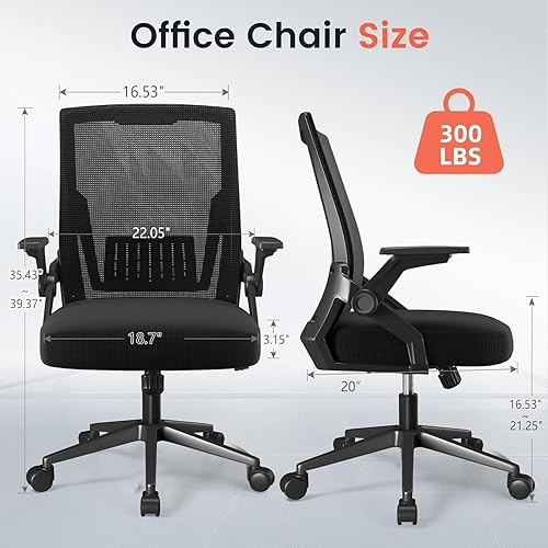 Miniatura 2 de GTRACING Silla de Oficina Ergonómica con Reposabrazos Abatibles Silla Ejecutiva de Computadora para Oficina en Casa, Malla Transpirable y Cómodo