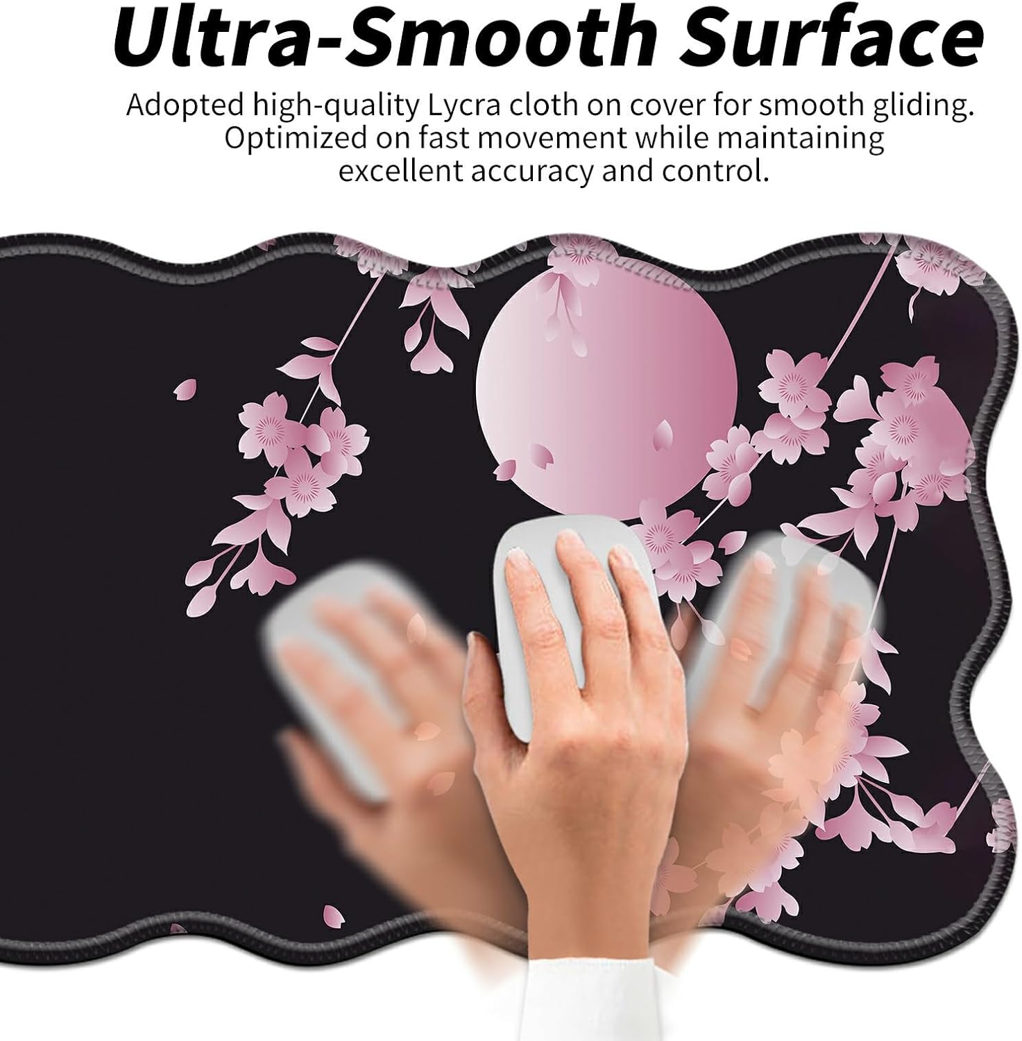 Sakura Cherry Blossom Desk Mat Mouse Pad 31.5" x11.8" XL Extended Mousepad Huge Mouse Pads with Stitched Edges Desk Pad for Work, Game, Office, Home