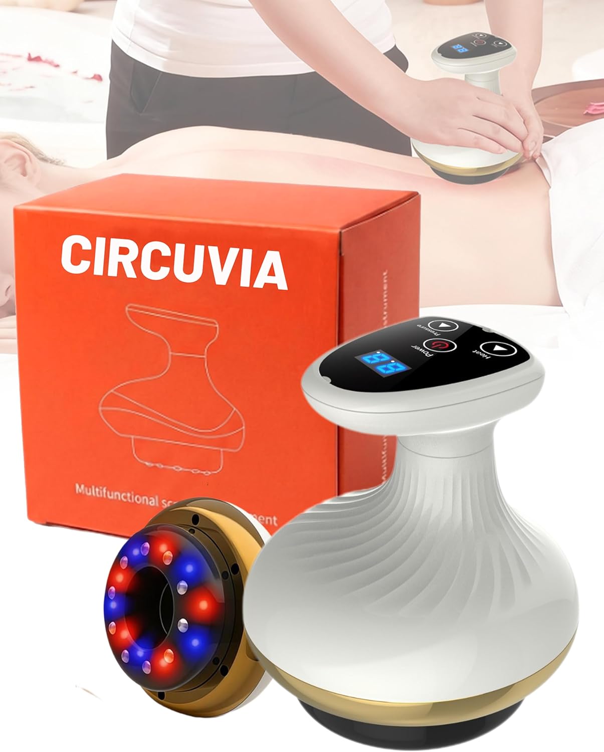 Suction Massager, 4-in-1 Cellulite Remover for Reduces Cellulite and Stretch Marks - Heated, Ergonomic Design with 9 Intensity Levels for Firmer, More Toned & Smoother Skin (1Pcs)