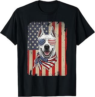 4th of July Dogo Argentino Dog American Flag USA Patriotic T-Shirt