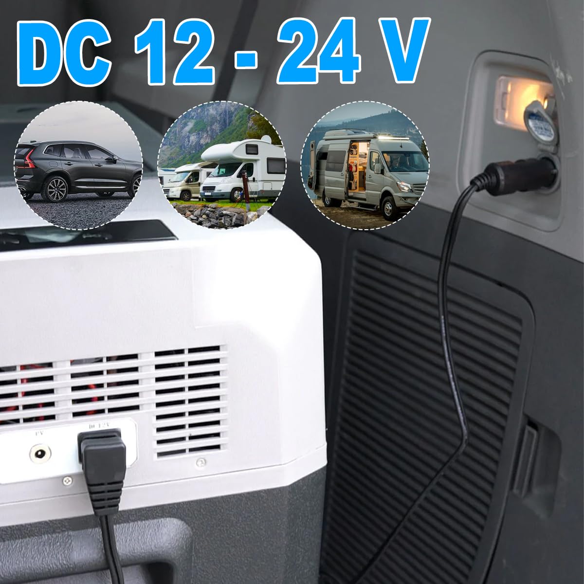 Amazon.co.jp: DAOKAI 車載冷蔵庫用電源コード 12V/24V DC 15A シガー
