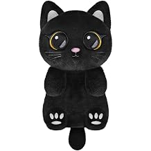 Black Cat Microwavable Heating Pads for Belly, Neck & Shoulders, Heatable Plush with Moist Heat, Removable Plush Cover, Unscented Natural Fill, Adorable Surprise Present, 6.5" x 10.6", 1.5 lb