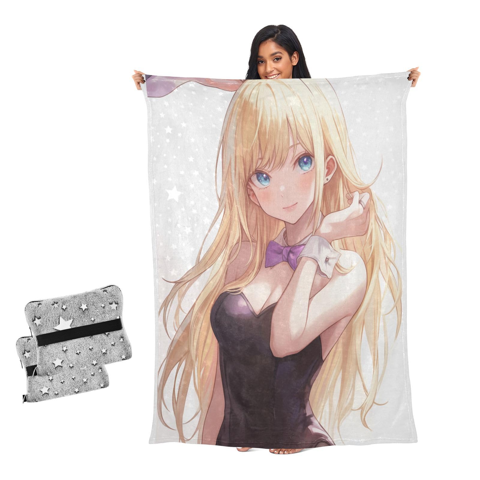Manta de conejito de anime grande abrazos reconfortantes para compartir en pareja