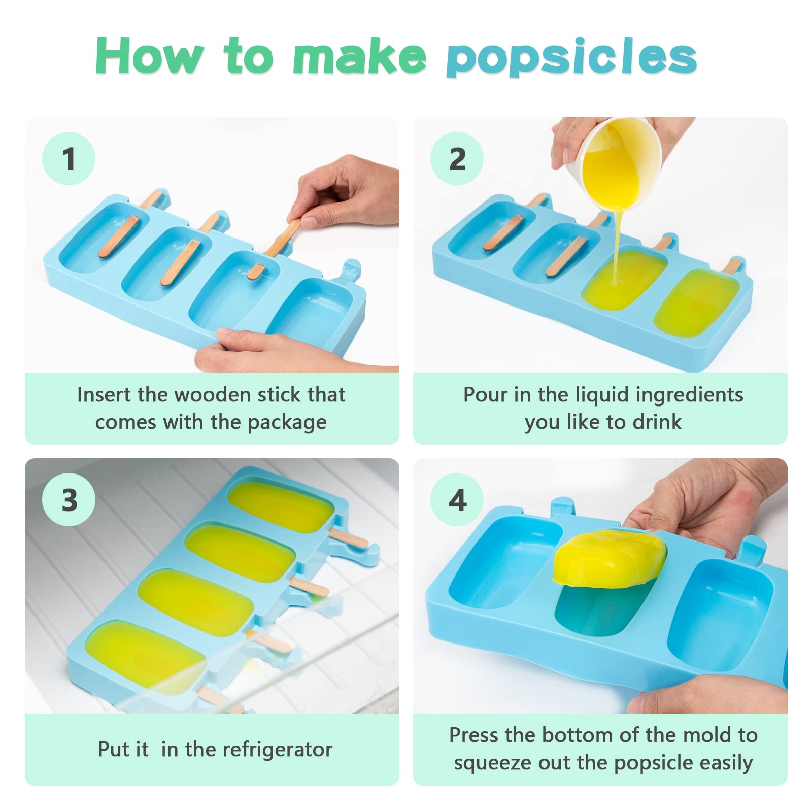 Stampi Gelato Fai Da Te Per Bambini Stampi Per Ghiaccioli In Silicone 2 Pezzi - Forme Frutta E Veicoli, Senza BPA, Con Bastoncini, Per Bambini E Adulti Stampi Ghiaccioli Riutilizzabili Per Bambini