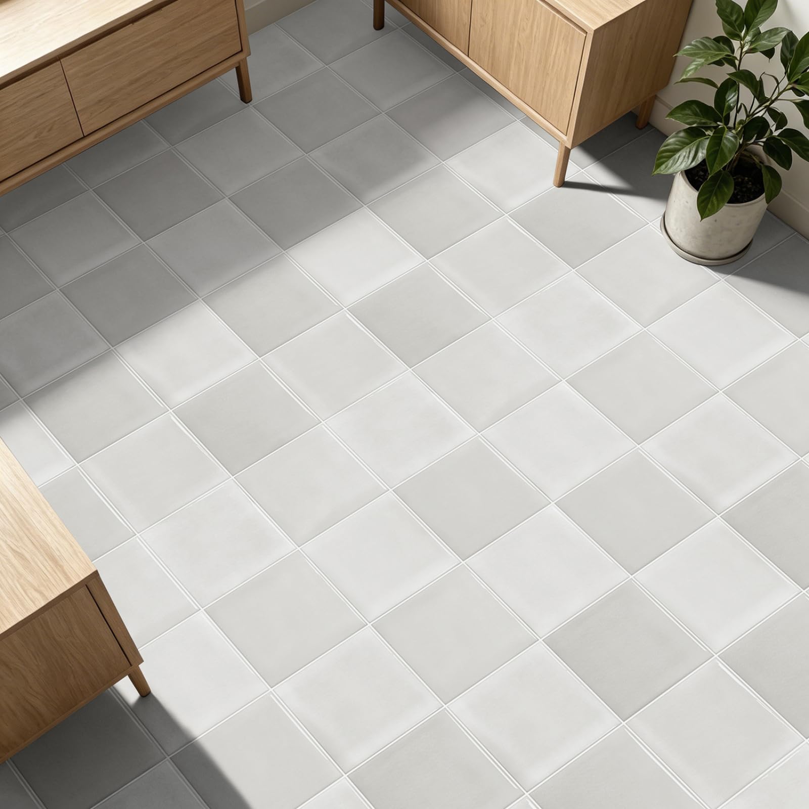 Stick on Tiles Grey White Brick Tile Stickers for Bathroom Kitchen Backsplash Waterproof Tile Covers for Fireplace Surround Cabinet Furniture Stick on Kitchen Tiles 20x20 cm/10 pcs