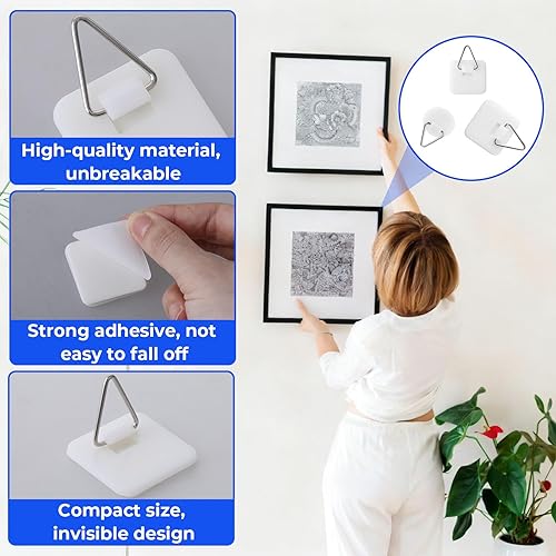 Miniatura 4 de 30 ganchos adhesivos para fotos, sin clavos, invisibles, ganchos de pared adhesivos de plástico para marcos de fotos, tablero de espuma, placa de