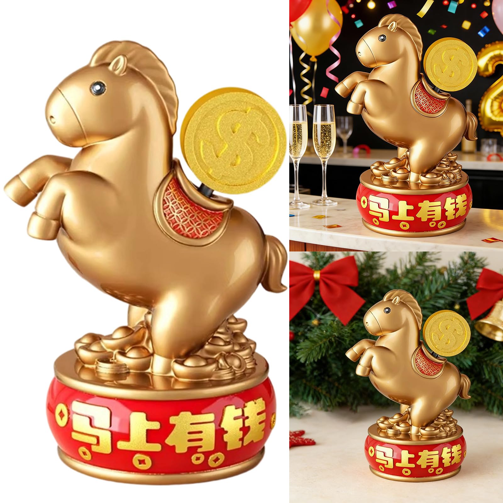 Figuras de caballo de año nuevo chino, adorno de escritorio, estatuas de resina del zodiaco que traen la suerte, riqueza, decoración de oficinas en el hogar, estatuas de caballos