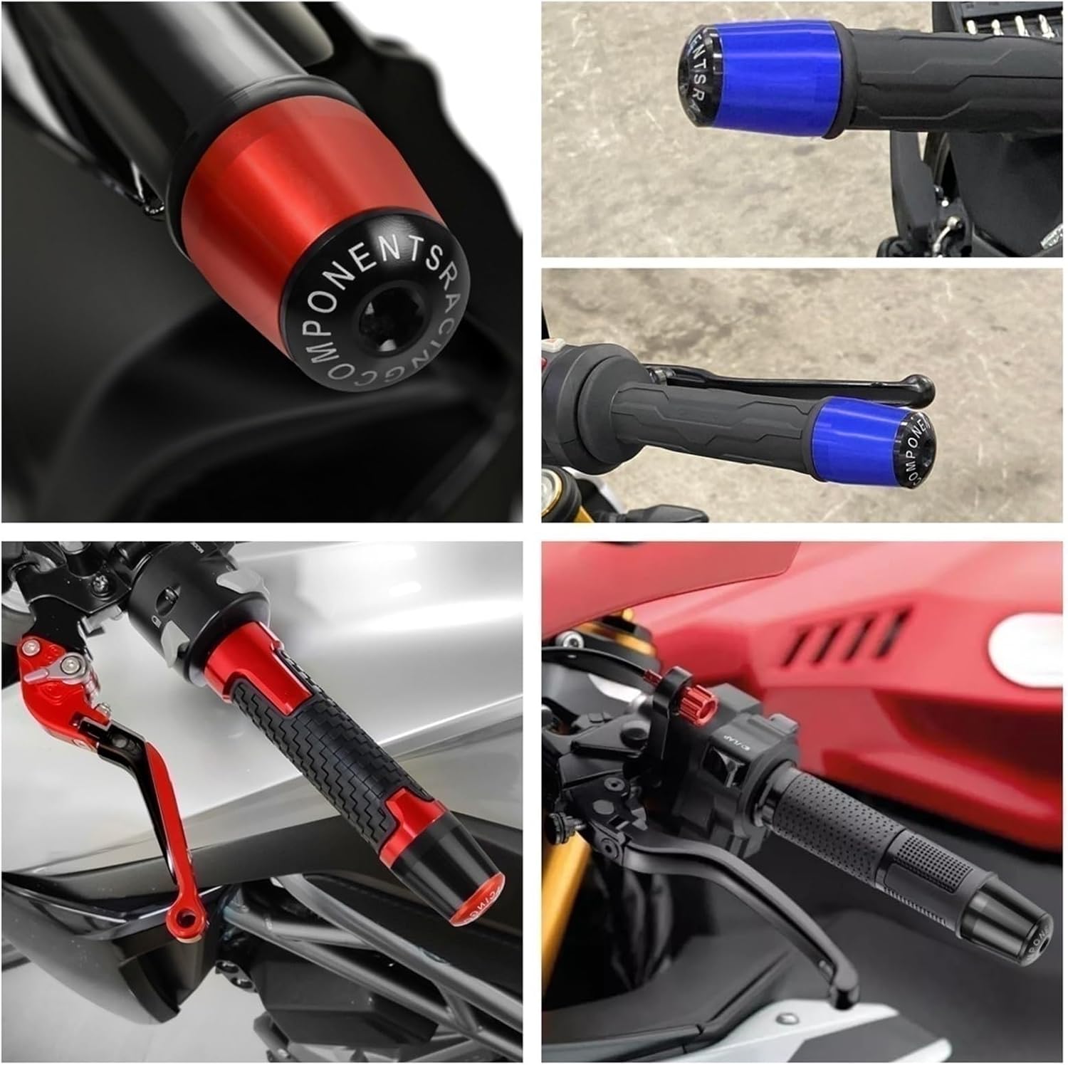 Universal for Aprilia SL1000 Falco 1999 2000 2001 2002 2003 2004 Motorcycle Handle Bar Ends Handlebar Grips Cap Anti Vibration Silder Plug(Color:Silver Black)