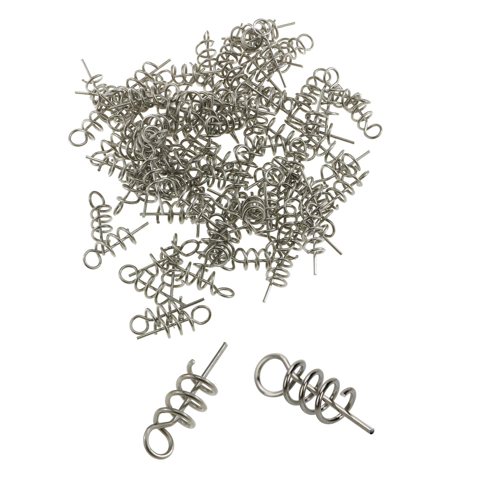 E-outstanding 50pcs Fishing Pins/Hook Tool Centering Pins Spring Twist Lock 1.5cm for Soft Lure/Bait/Worm/Grub