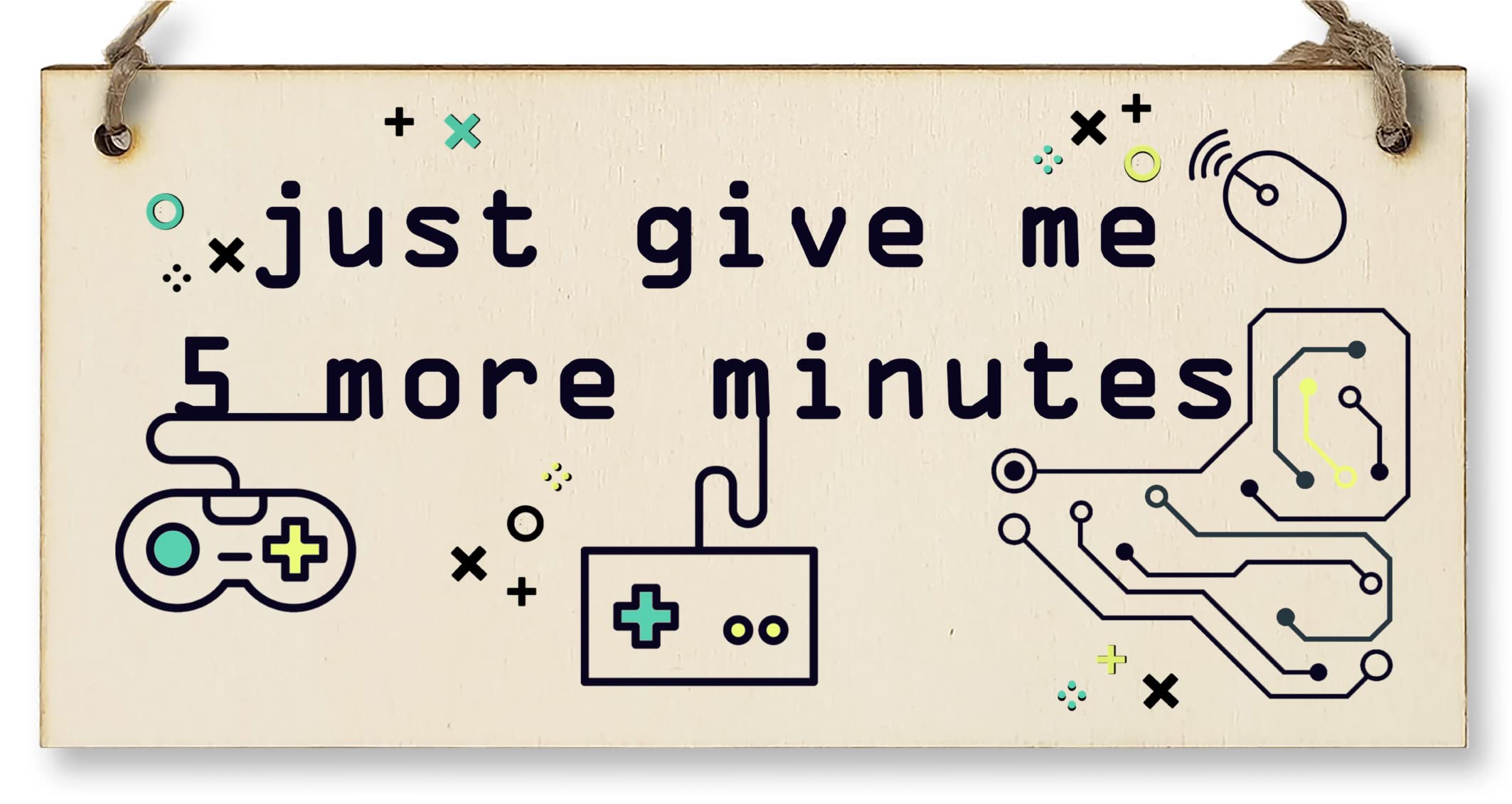 The Plum Penguin Light Blue Handmade Wooden Hanging Wall Plaque Just 5 More Minutes Gamers Computer Game Fans Man Cave Sign