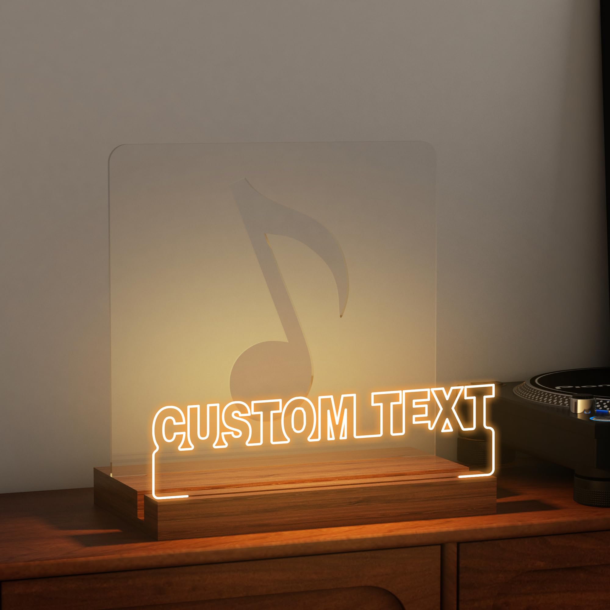 CoolGift Mart Customized Vinyl Stand, Light up Record Holder, Wooden Acrylic Display with Warm White Lights for Albums, Room Decor, Gift for Vinyl Lovers
