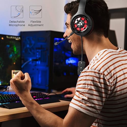 Miniatura 3 de Ankbit Auriculares de PC para juegos auriculares estéreo para PS4PS5 auriculares de computadora con cable con cancelación de ruido con micrófono y